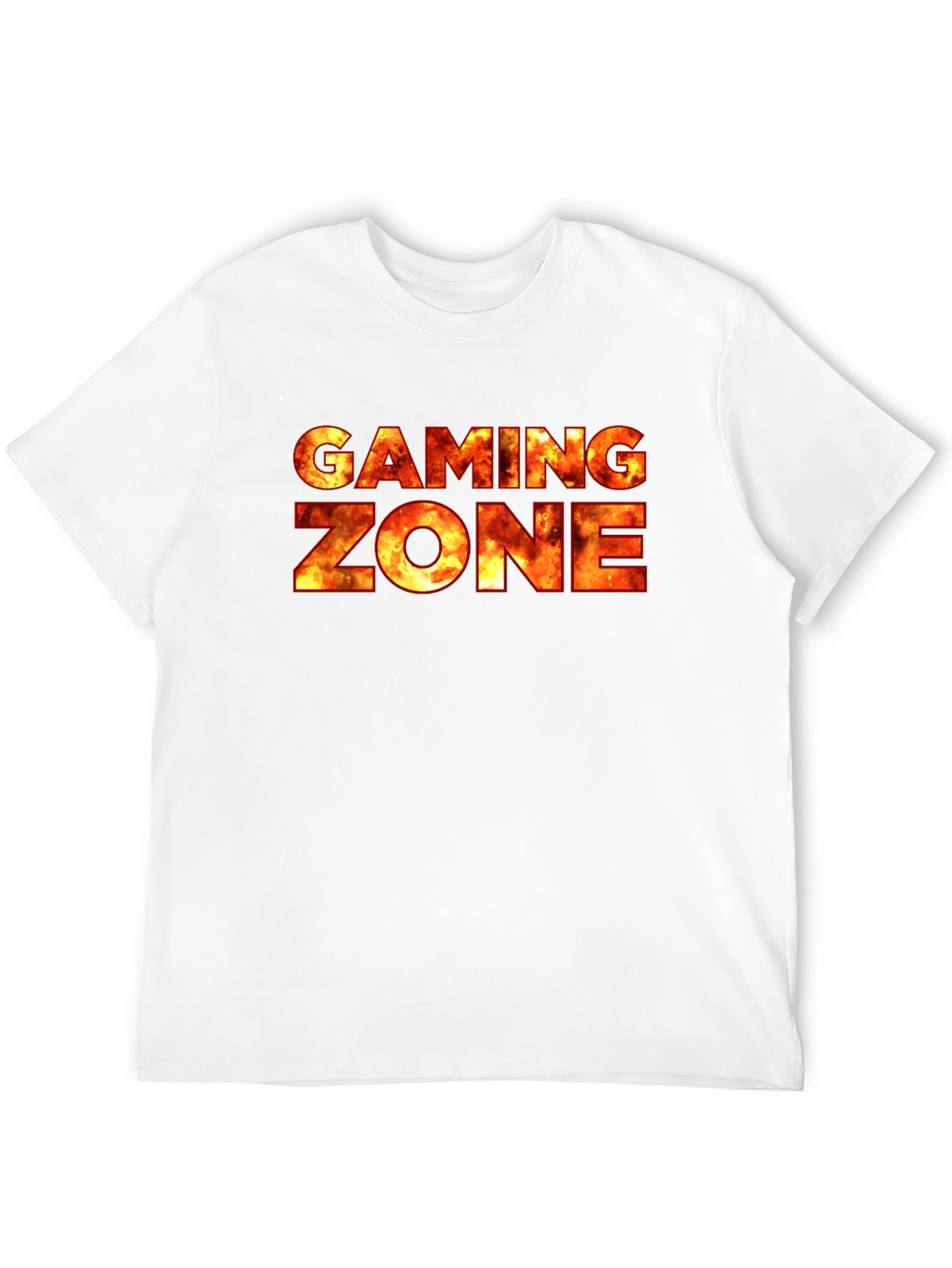 Black Gaming Zone Fire Text Black T-Shirt view 12