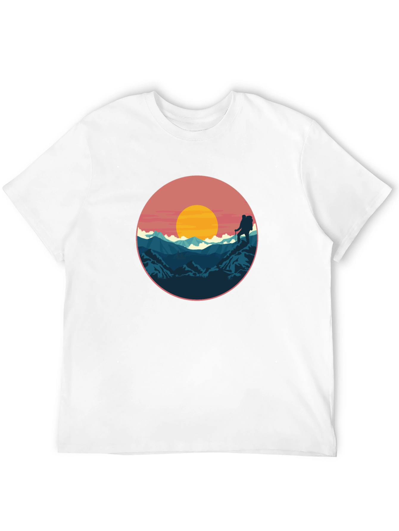 Black Hiking Adventure T-Shirt - Mountain Sunset Graphic Tee view 12