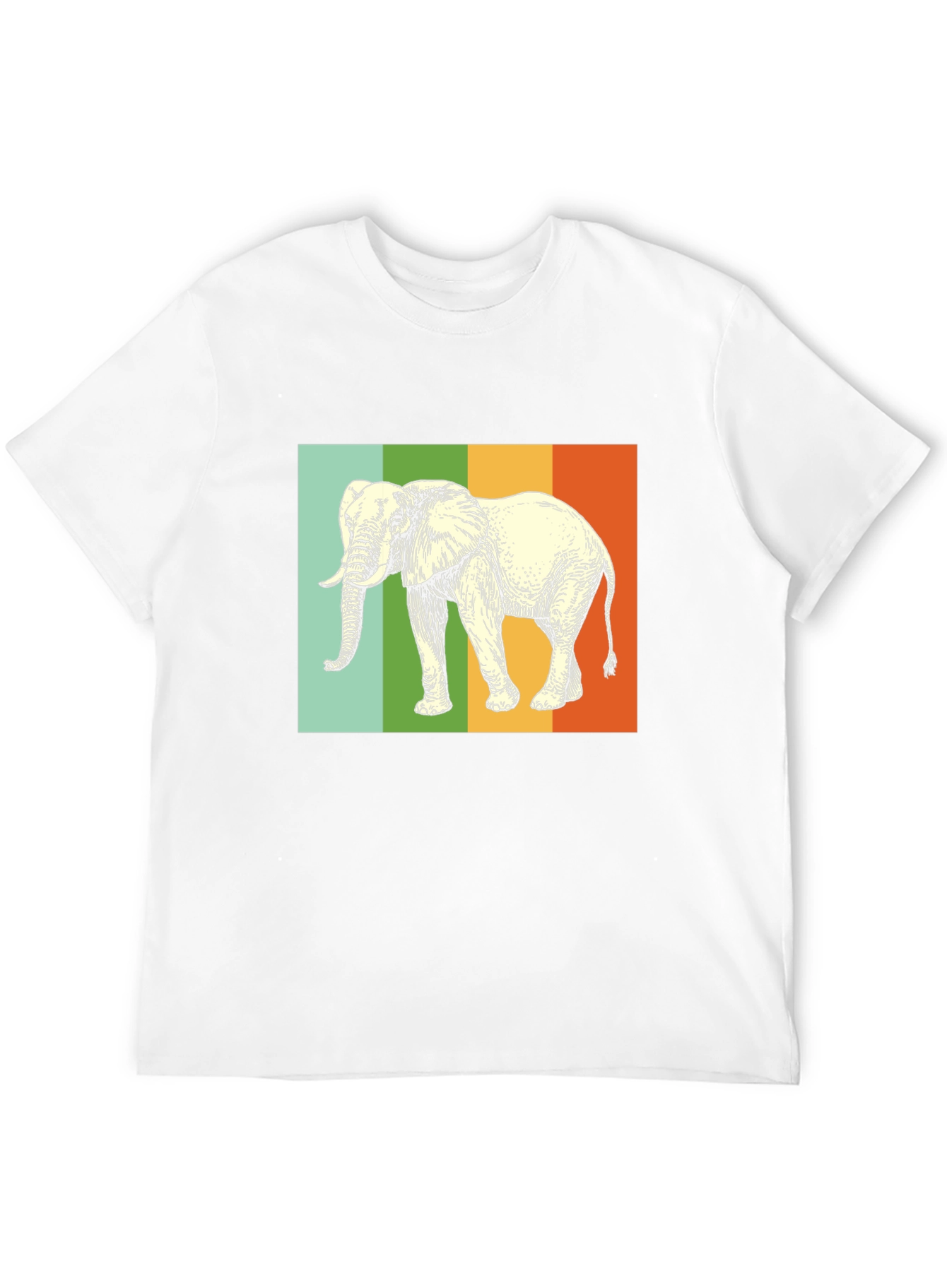 Black Elephant Graphic T-Shirt - Striped Background view 12