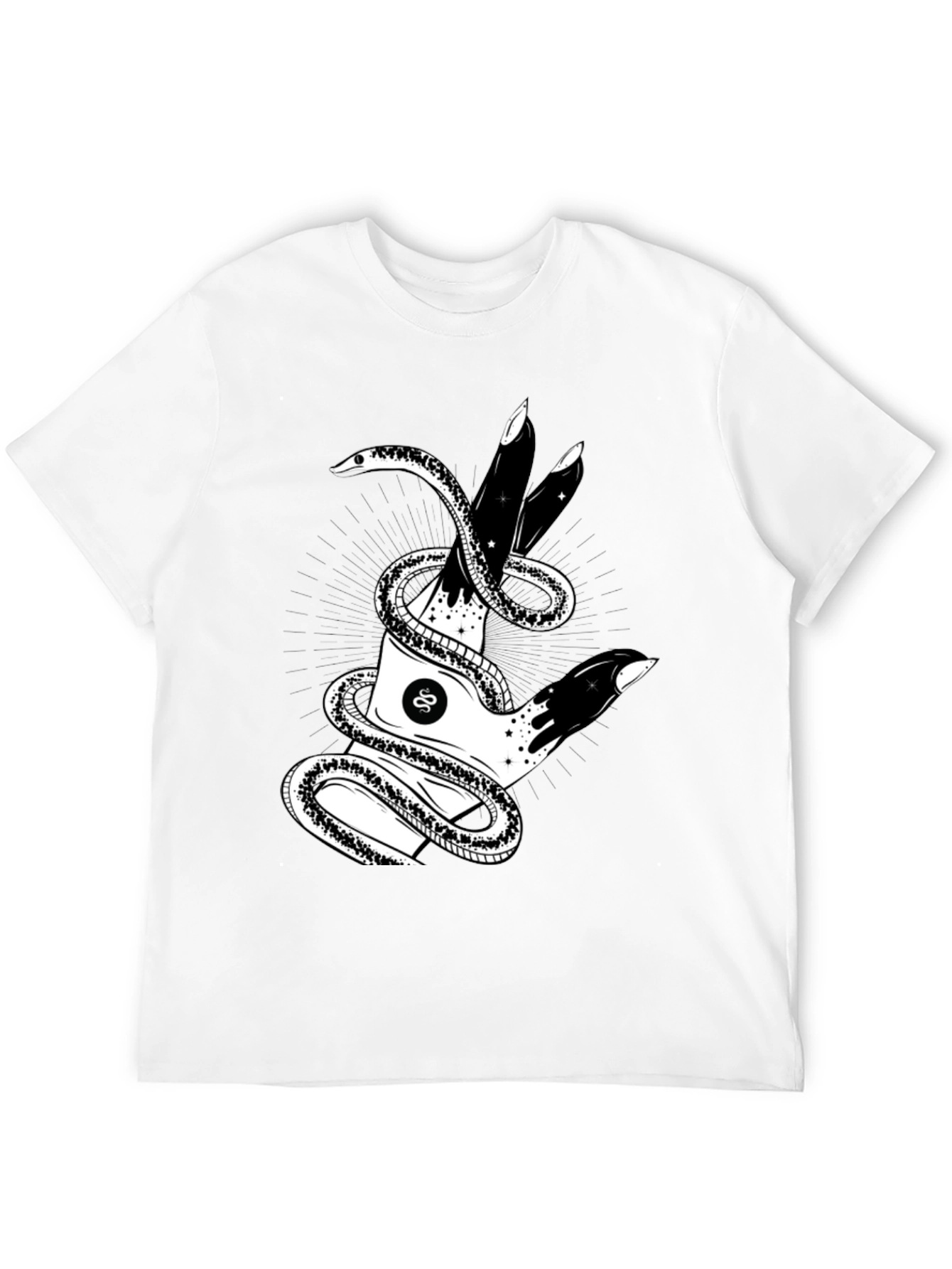 Black Mystic Snake & Hand Graphic Tee - Black view 12