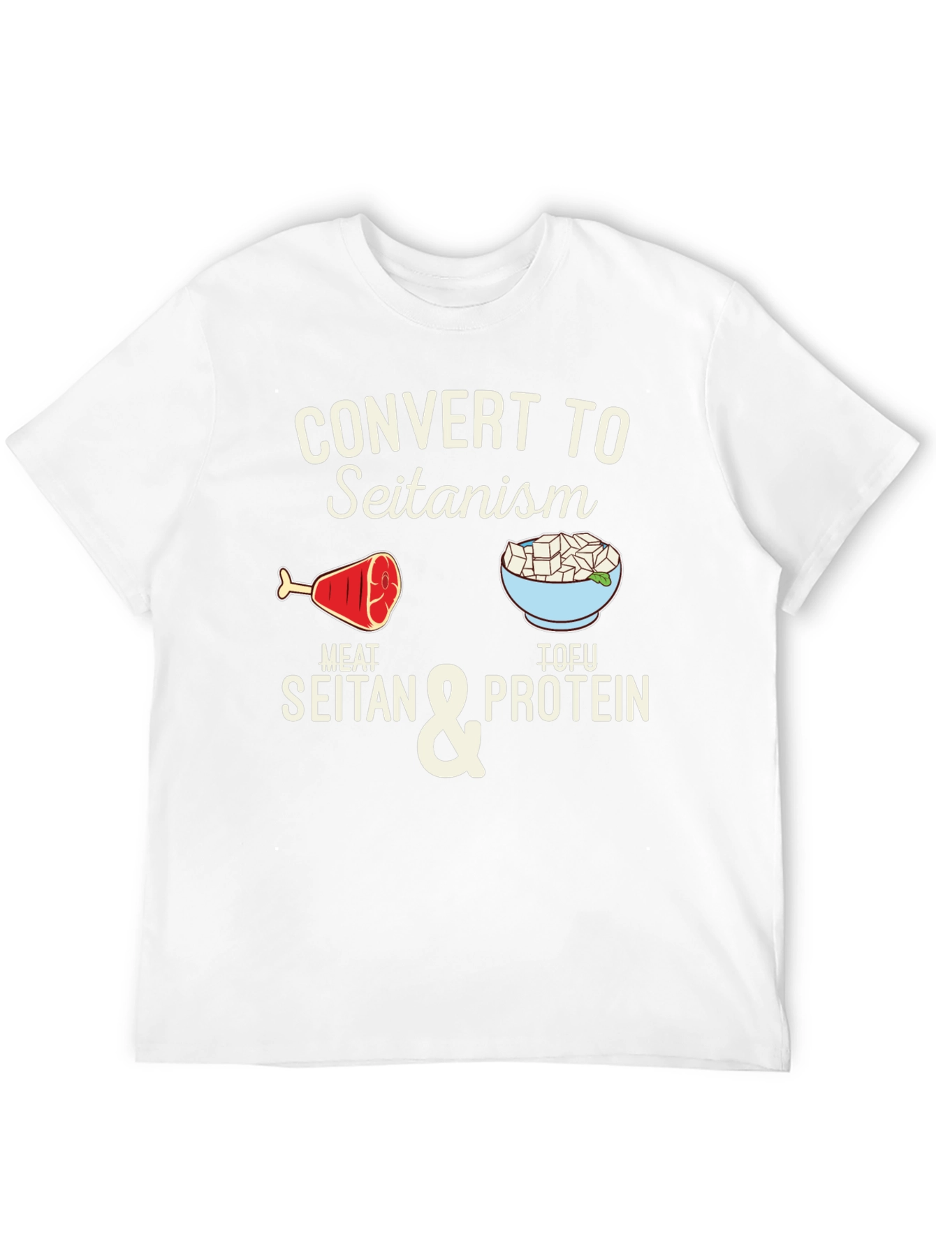 Black Convert to Seitanism T-Shirt - Vegan & Vegetarian Humor Tee view 12