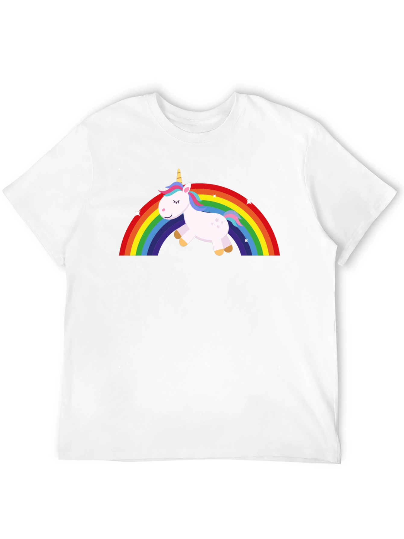 Black Unicorn Rainbow Graphic Tee - Black Cotton T-Shirt view 12