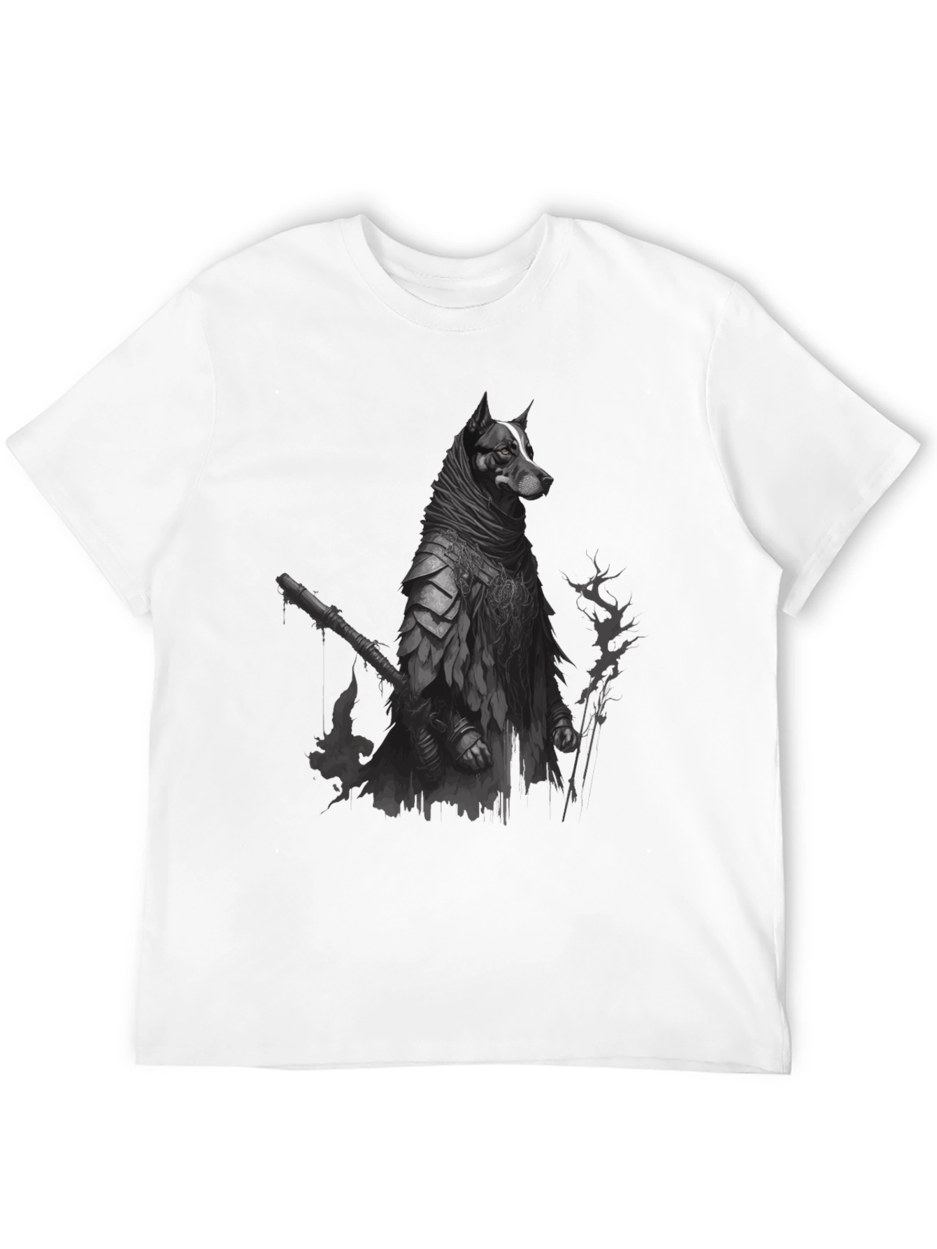 Dog Warrior Graphic Tee - Black Cotton T-Shirt - 12