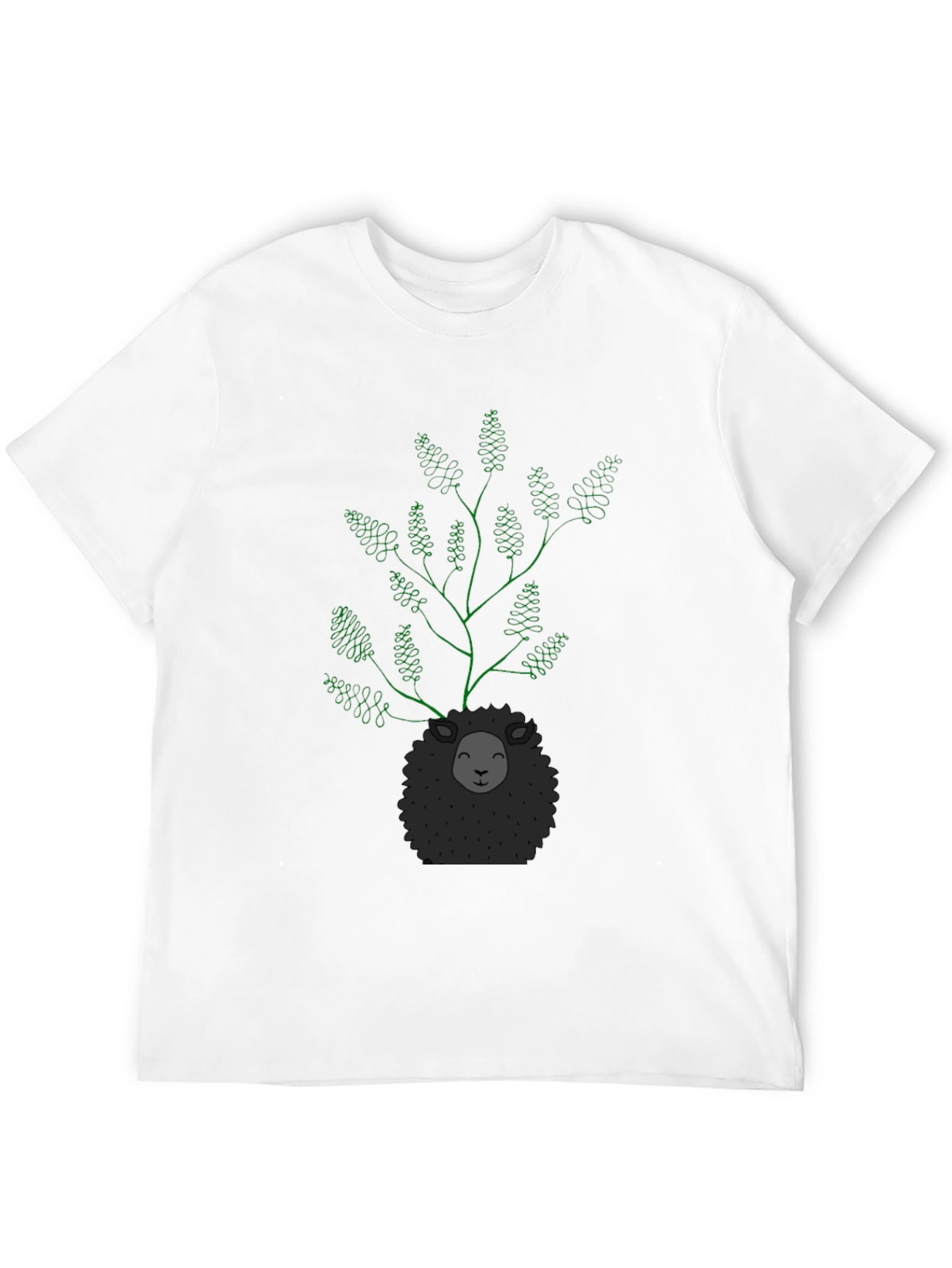 Black Unique Sheep & Tree Graphic Black T-Shirt view 12