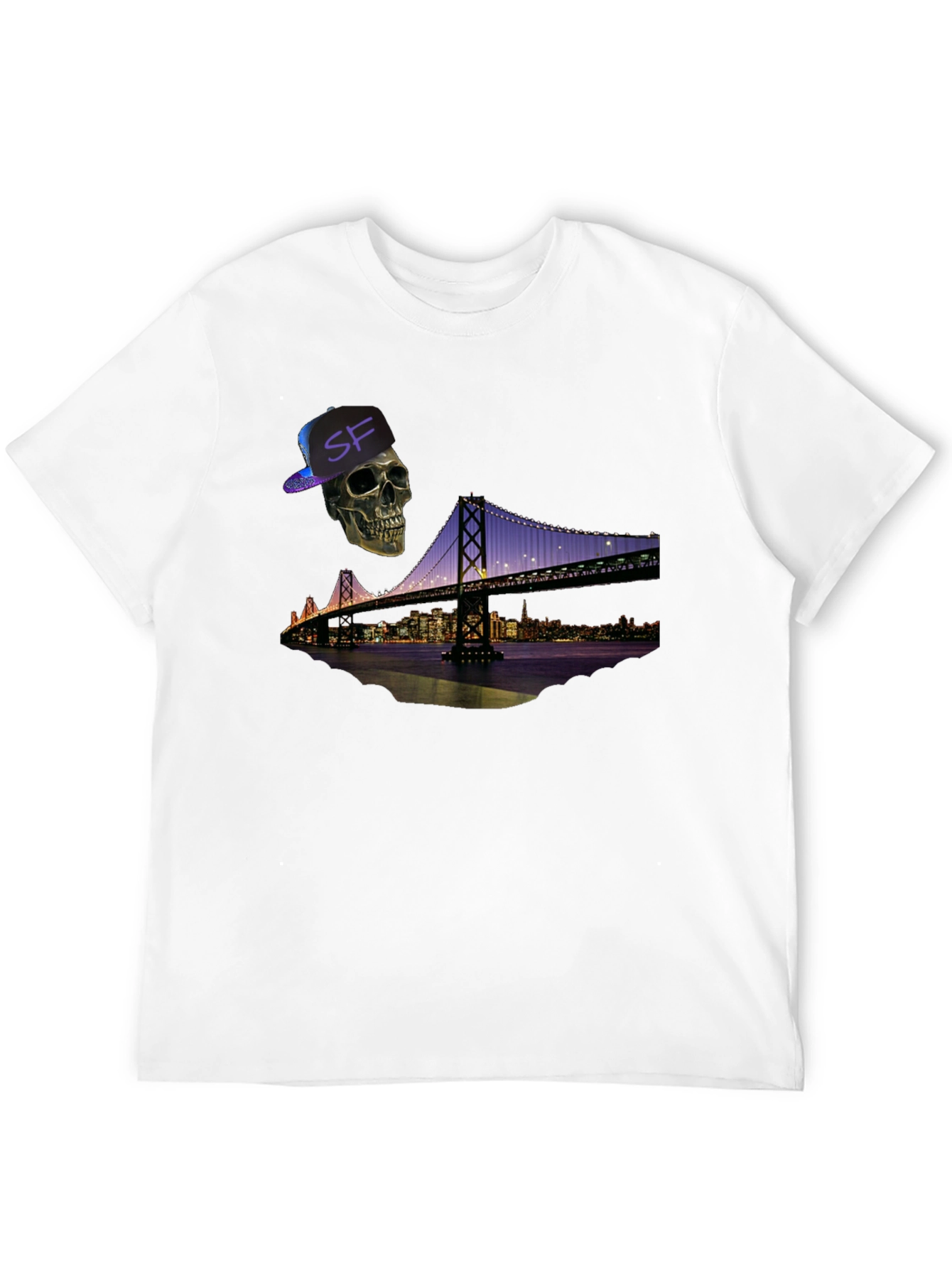 Black Skull SF Bridge Graphic Tee - Men's Black T-Shirt view 12