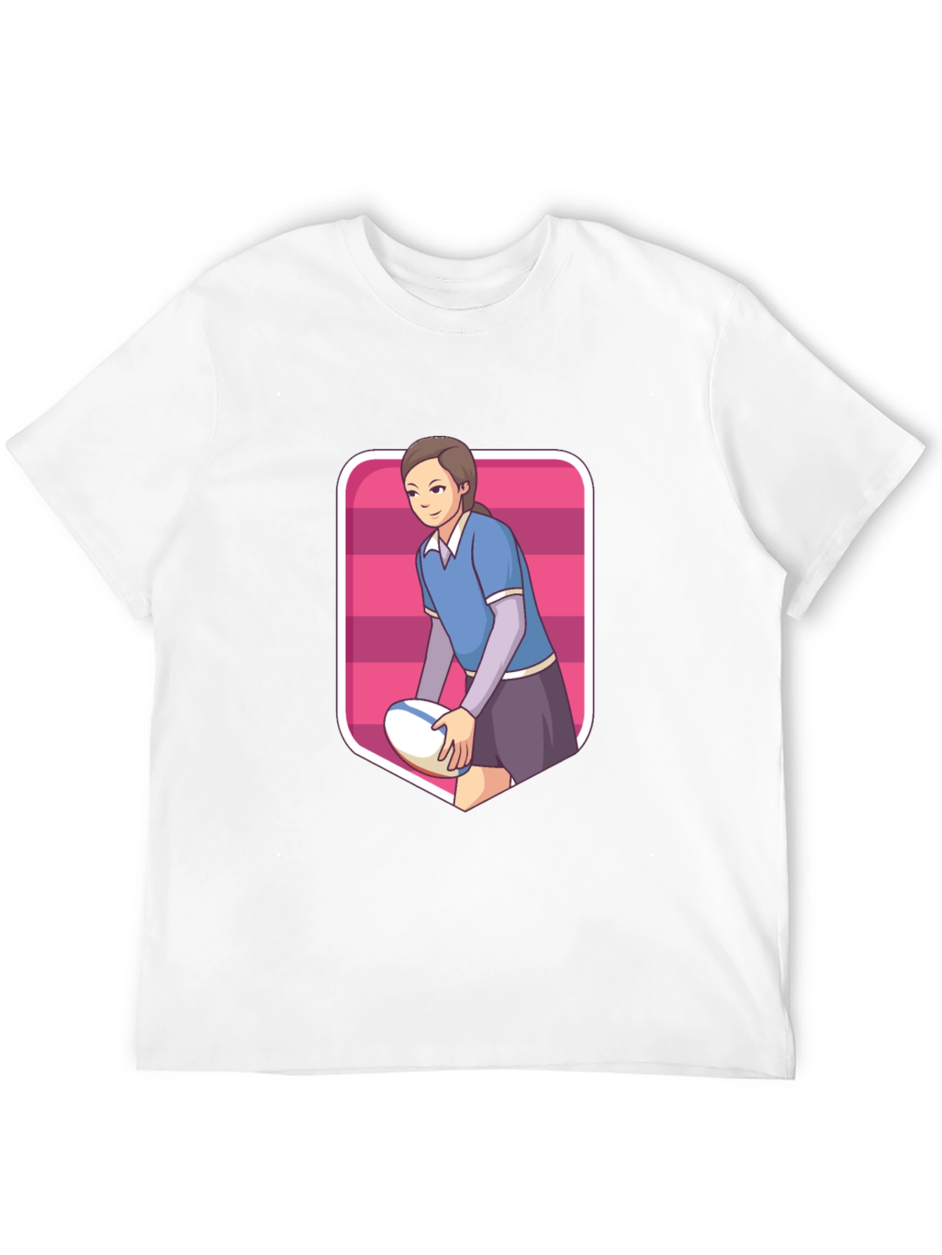 Black Rugby Girl Graphic Tee - Sporty Cartoon Style view 12