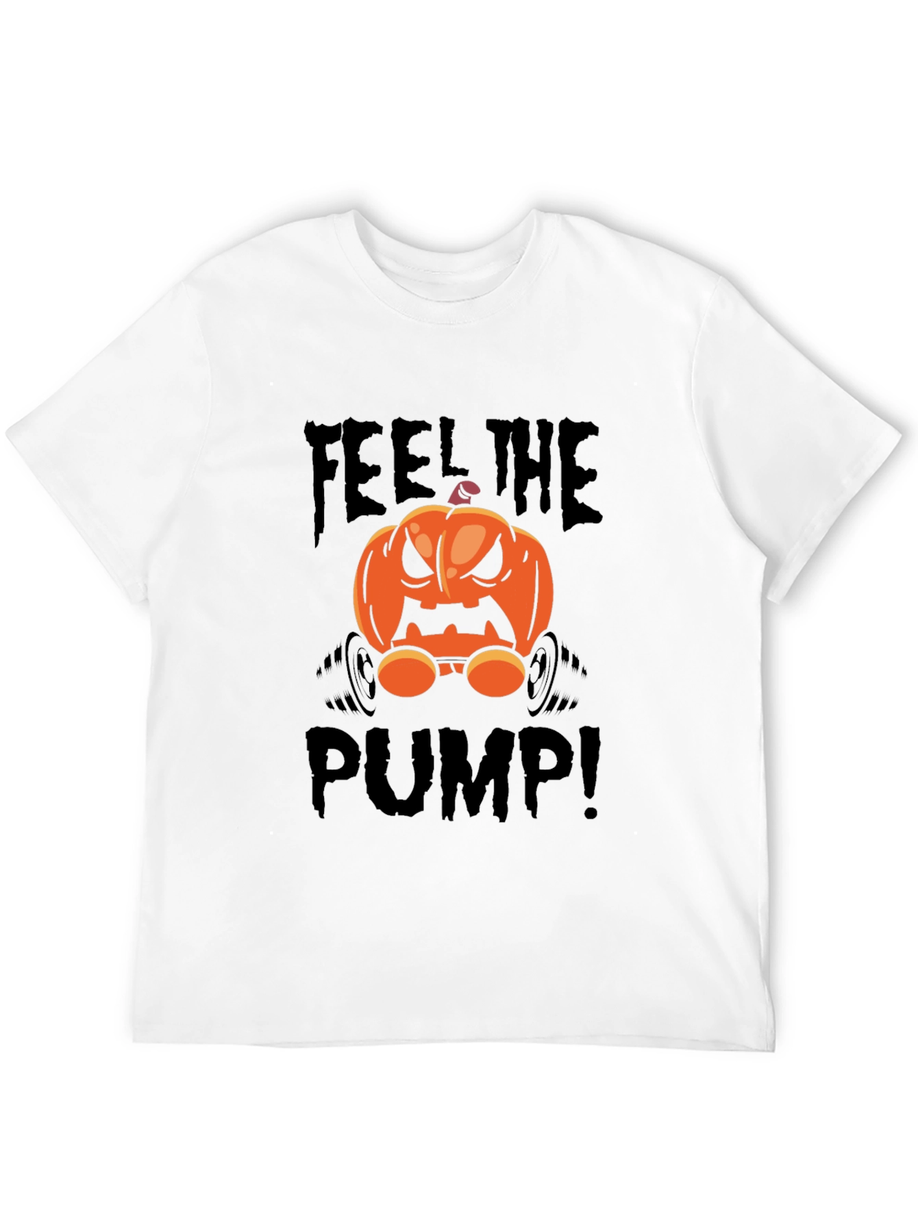 Black Halloween Pumpkin Feel The Pump T-Shirt view 12