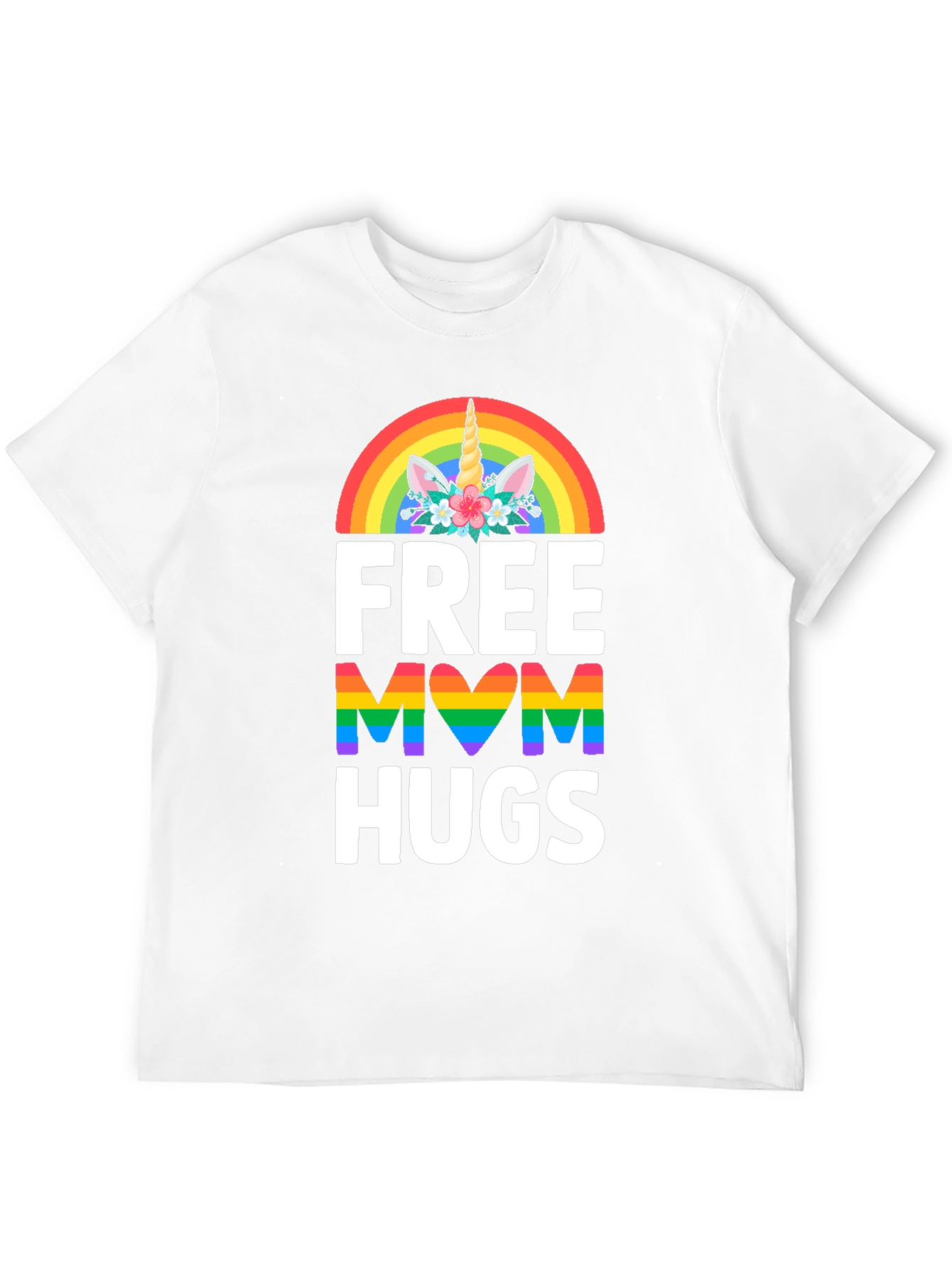 Black Free Mom Hugs Unicorn Rainbow Pride T-Shirt view 12
