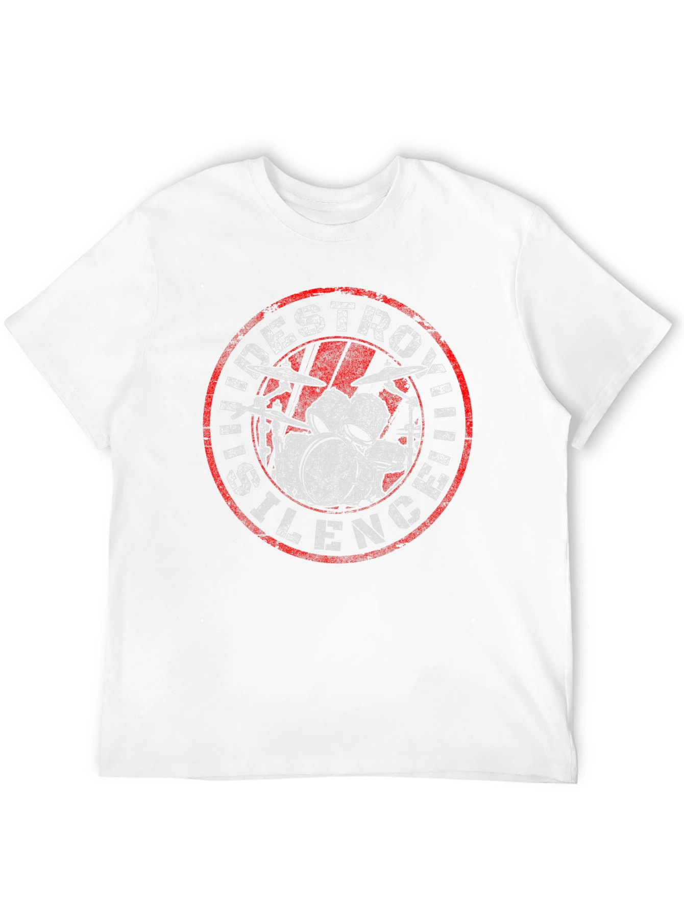 Black Destroying Silence Drum Kit Graphic T-Shirt view 12