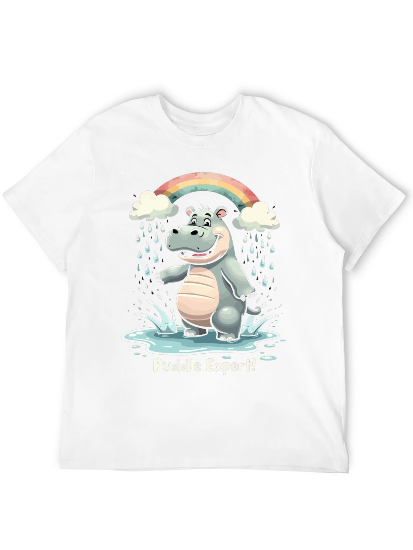 Black Puddle Expert Hippo T-Shirt - Funny Animal Tee view 12