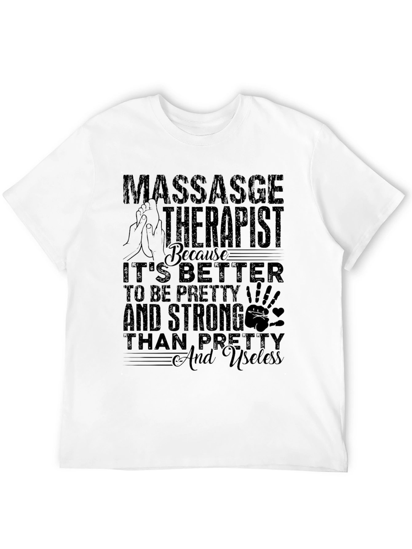 Black Massage Therapist Tee: Pretty & Strong view 12