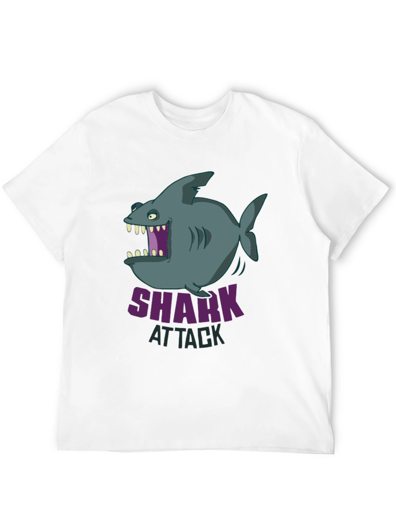 Black Shark Attack Graphic T-Shirt - Cartoon Design view 12