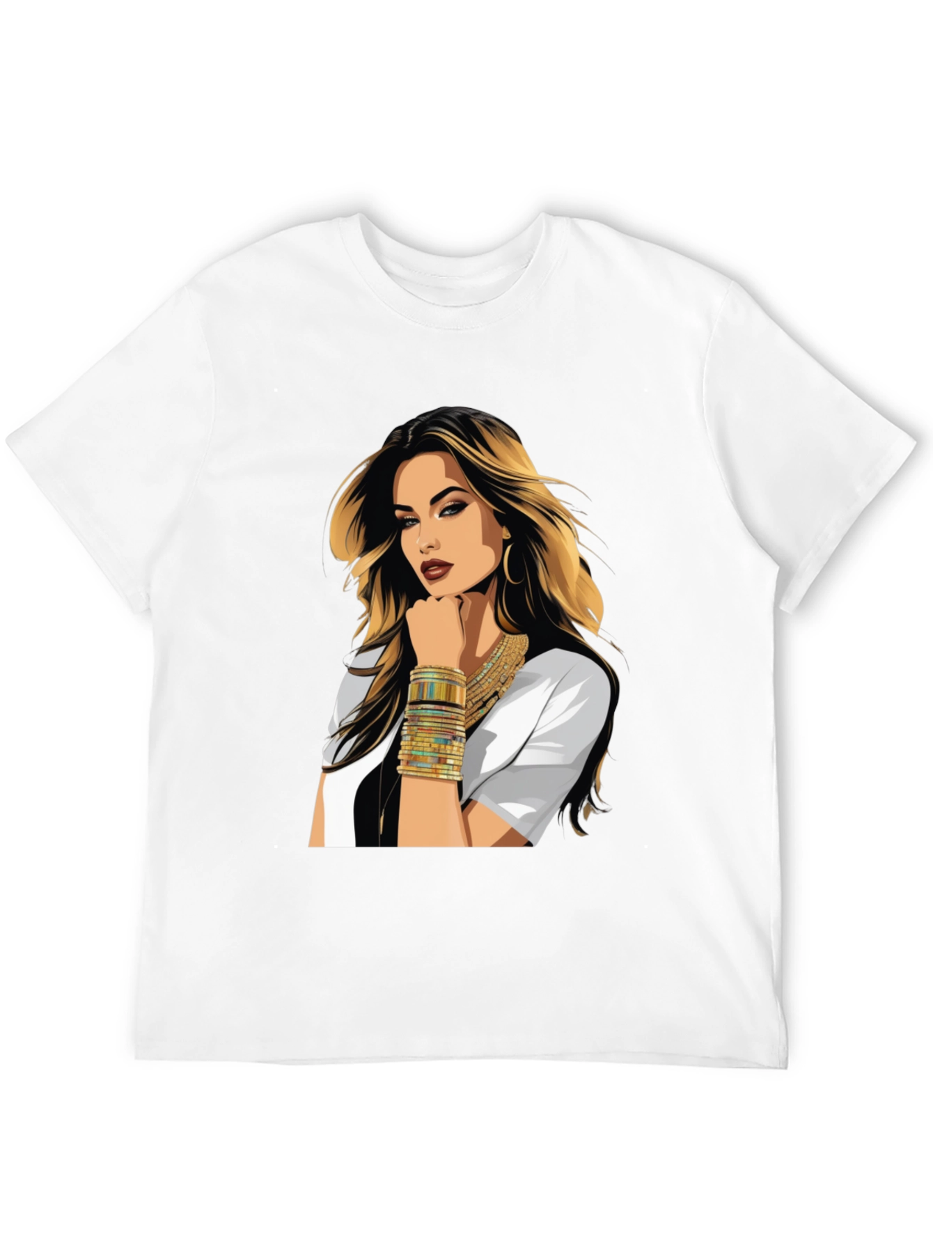 Black Black Graphic Tee - Glam Woman Print view 12