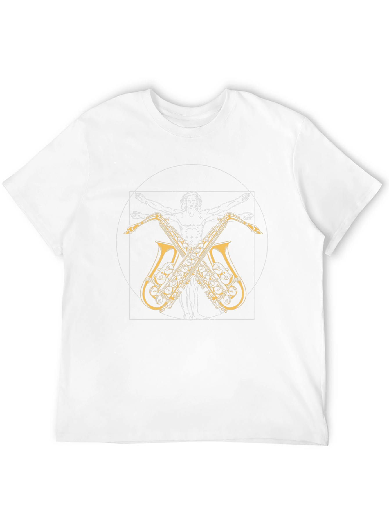 Black Vitruvian Man Saxophone T-Shirt view 12