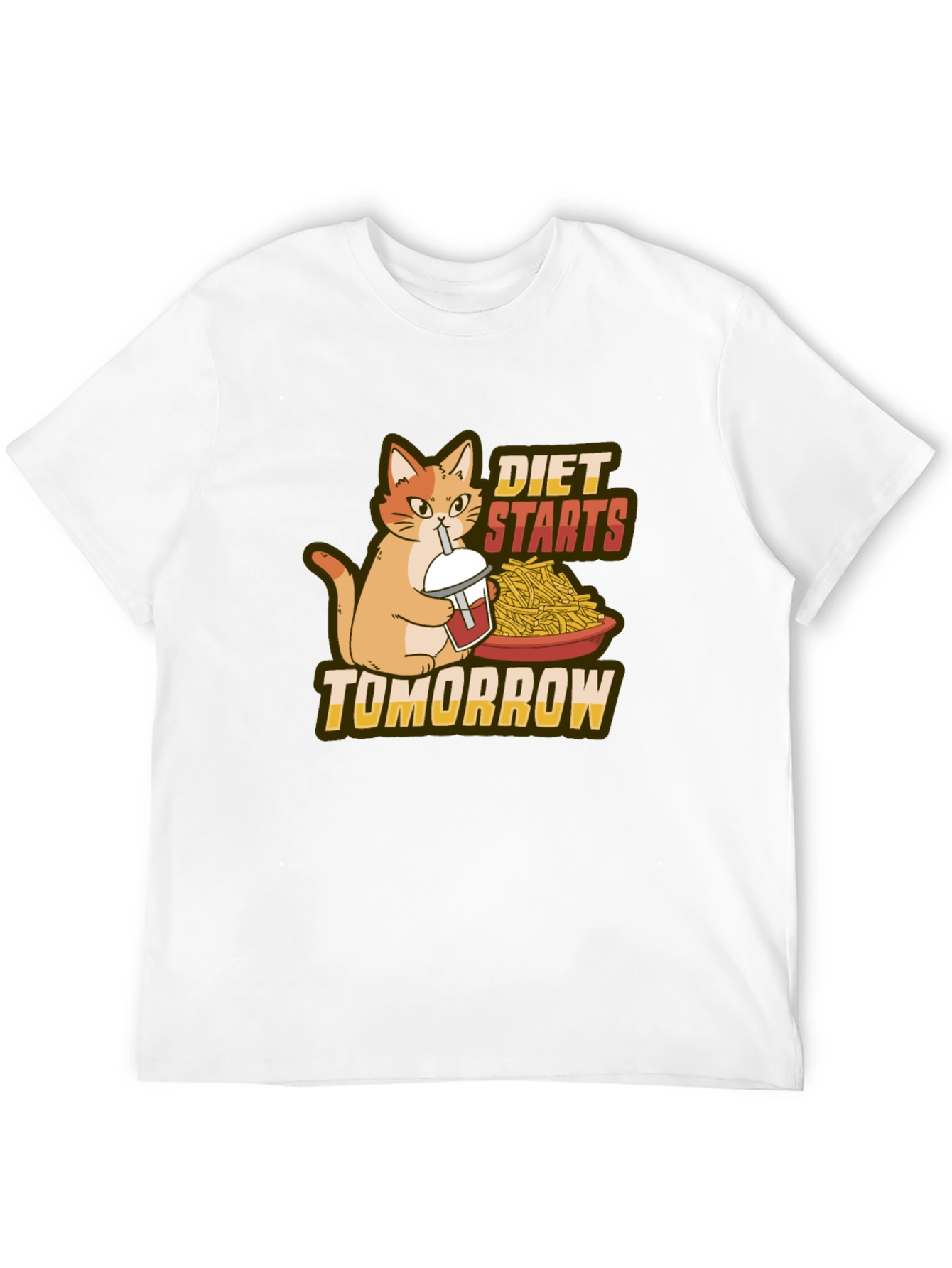 Black Diet Starts Tomorrow Funny Cat T-Shirt view 12