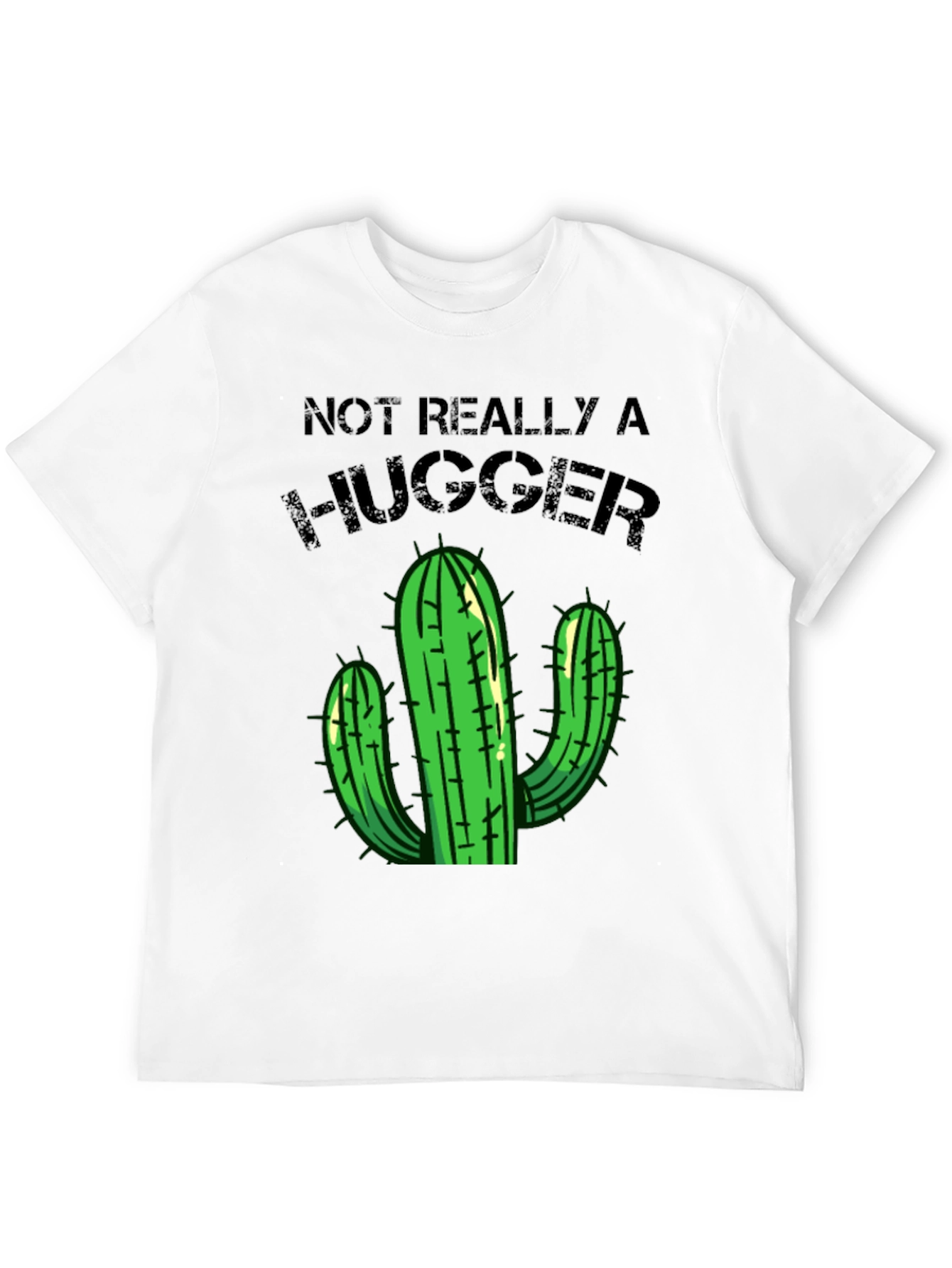 Black Not Really a Hugger T-Shirt Cactus Graphic Tee view 12