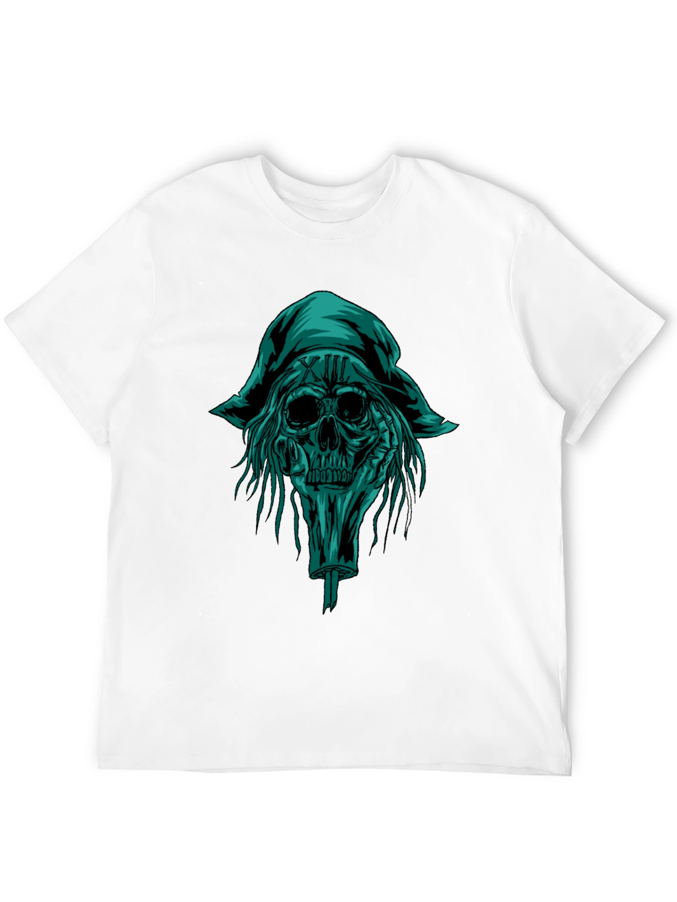 Black Skull Pirate Graphic Tee - Black Cotton T-Shirt view 12