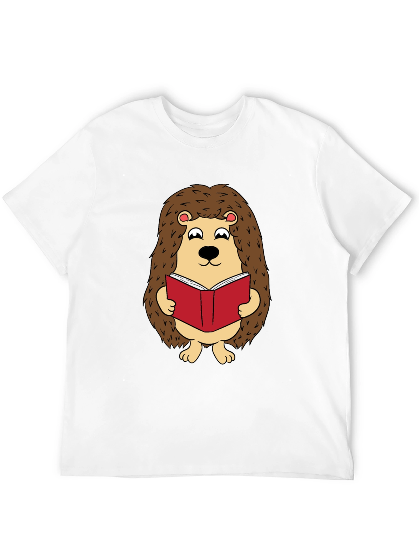 Black Cute Hedgehog Reading Book Graphic T-Shirt view 12