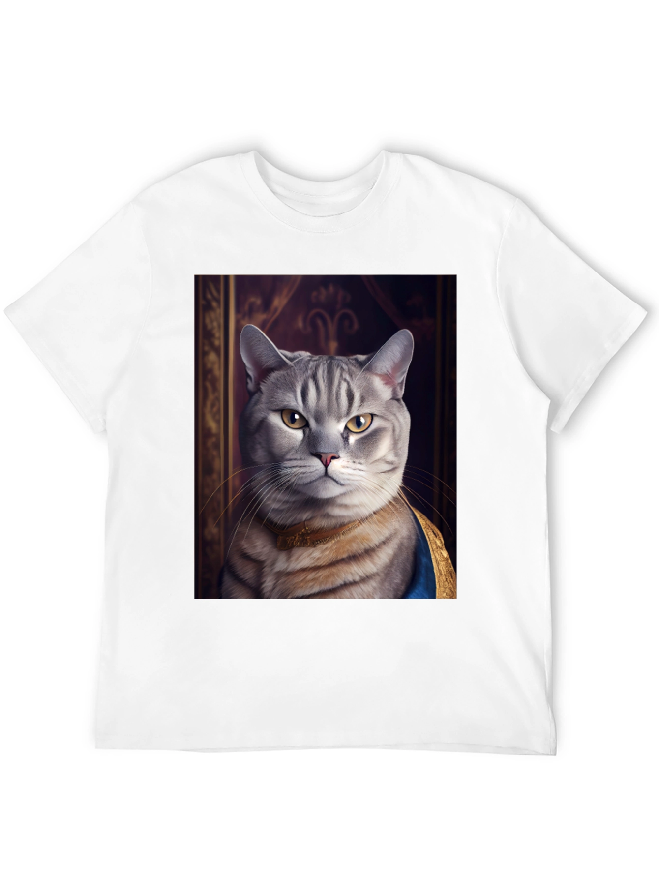 Black Regal Cat Portrait T-Shirt - Funny Pet Tee view 12