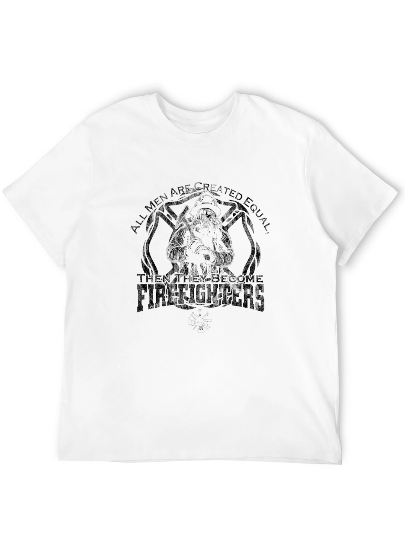 Black Firefighter T-Shirt - All Men Are Created Equal view 12