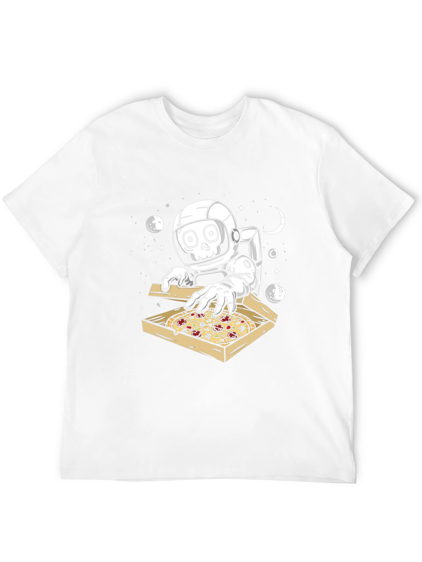 Black Astronaut Pizza Lover Graphic T-Shirt view 12