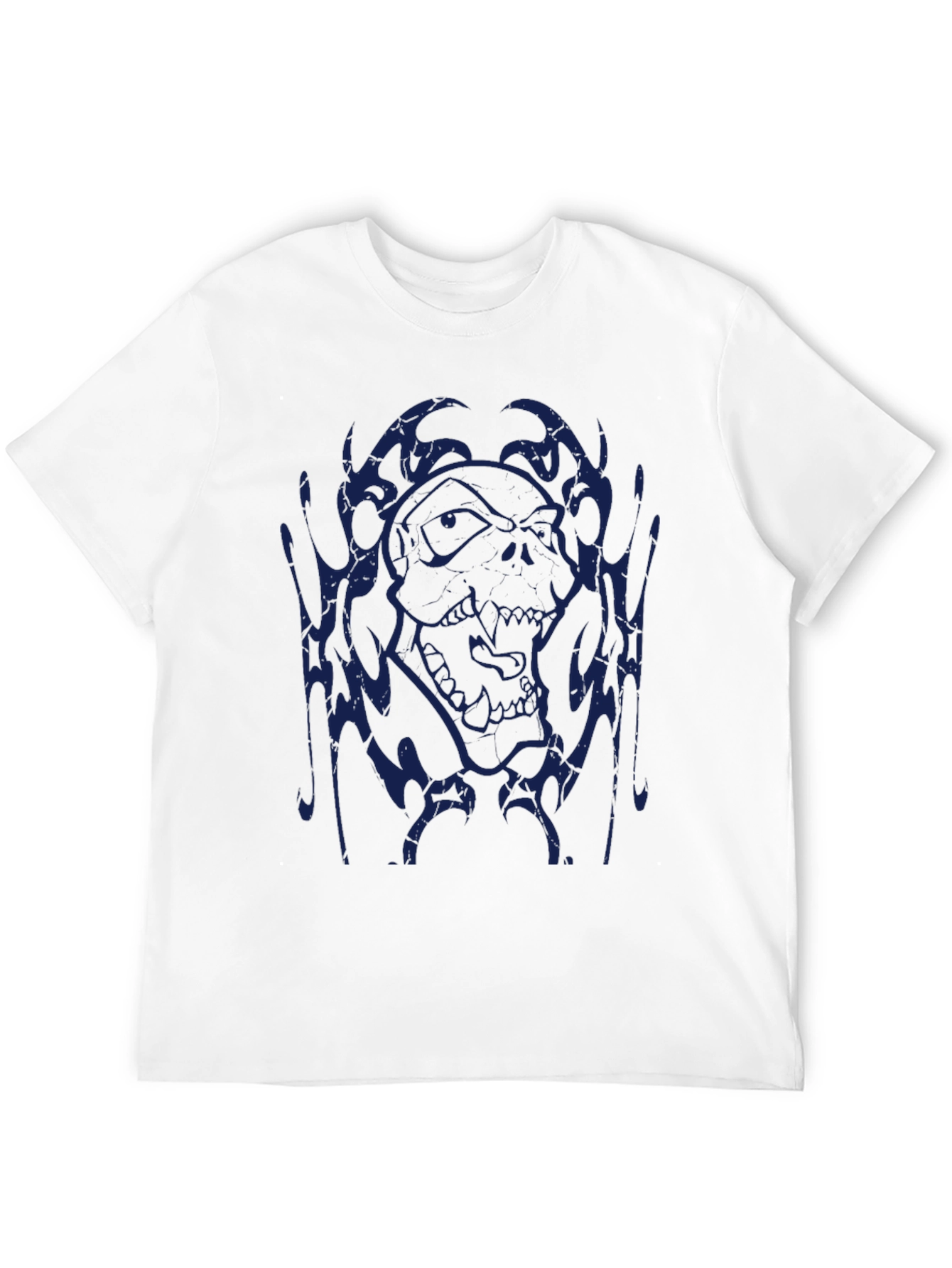 Black Skull Graphic Print Crew Neck T-Shirt view 12