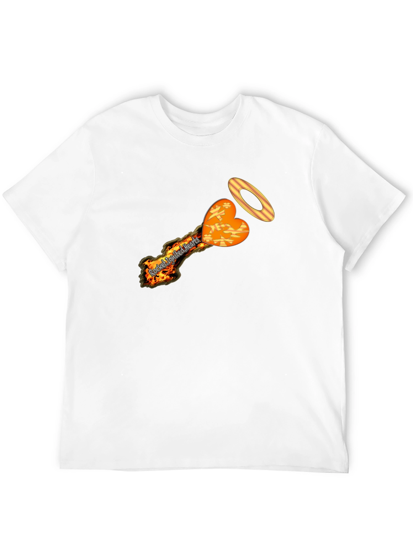 Black Fiery Heart T-Shirt - Rocked Ignited Hearts Design view 12