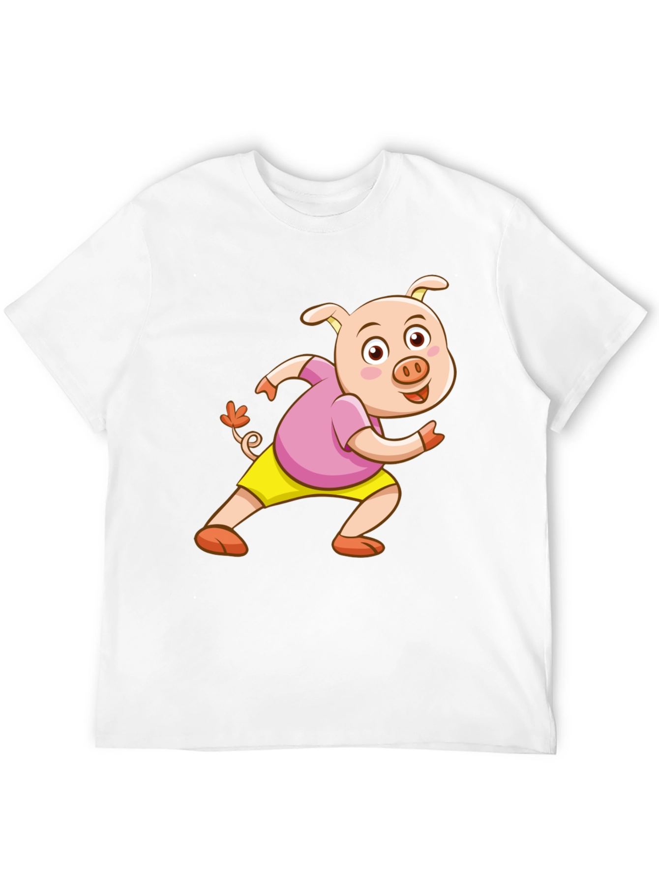 Black Cartoon Pig Black T-Shirt view 12