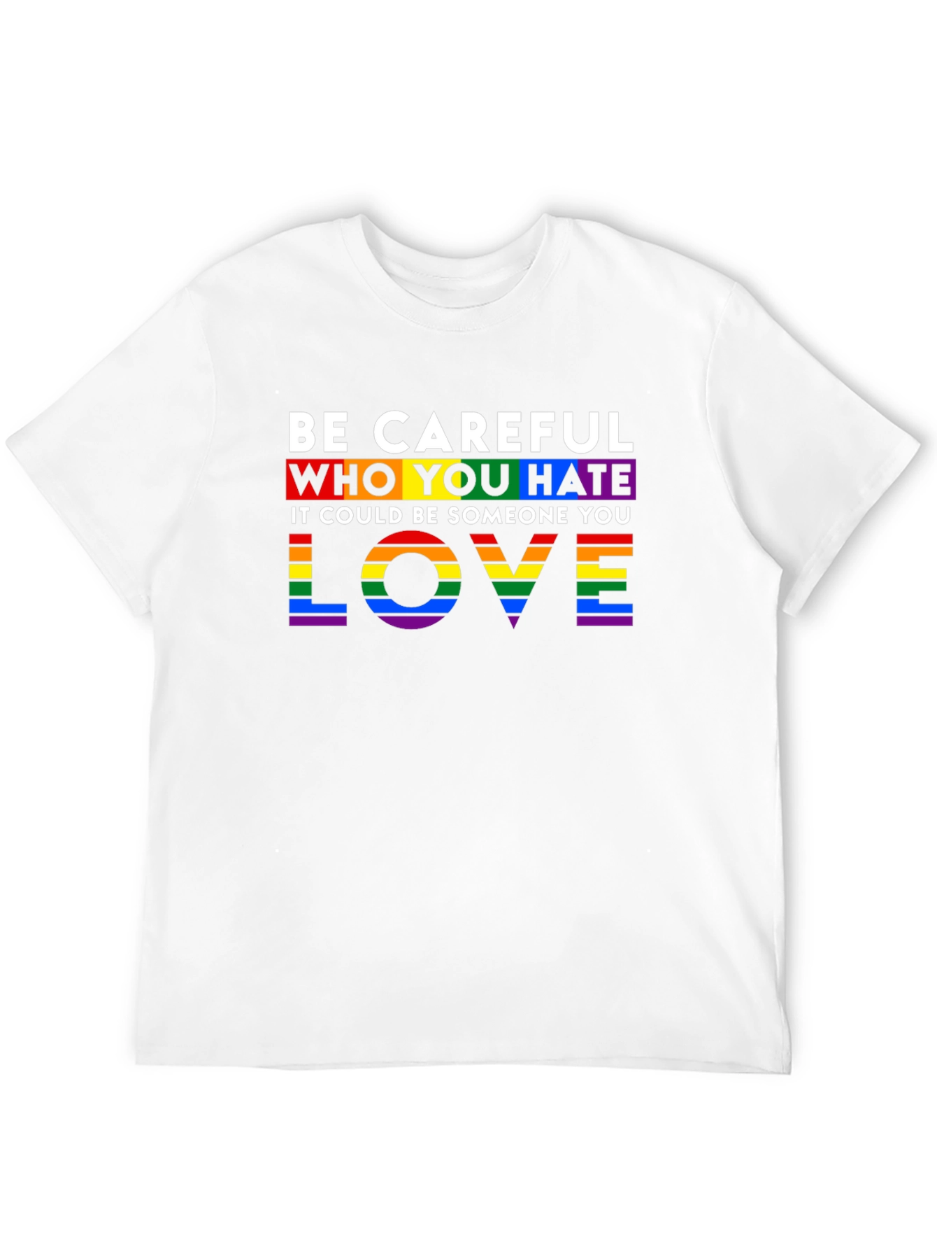 Black Be Careful Who You Hate LGBTQ+ Pride T-Shirt view 12