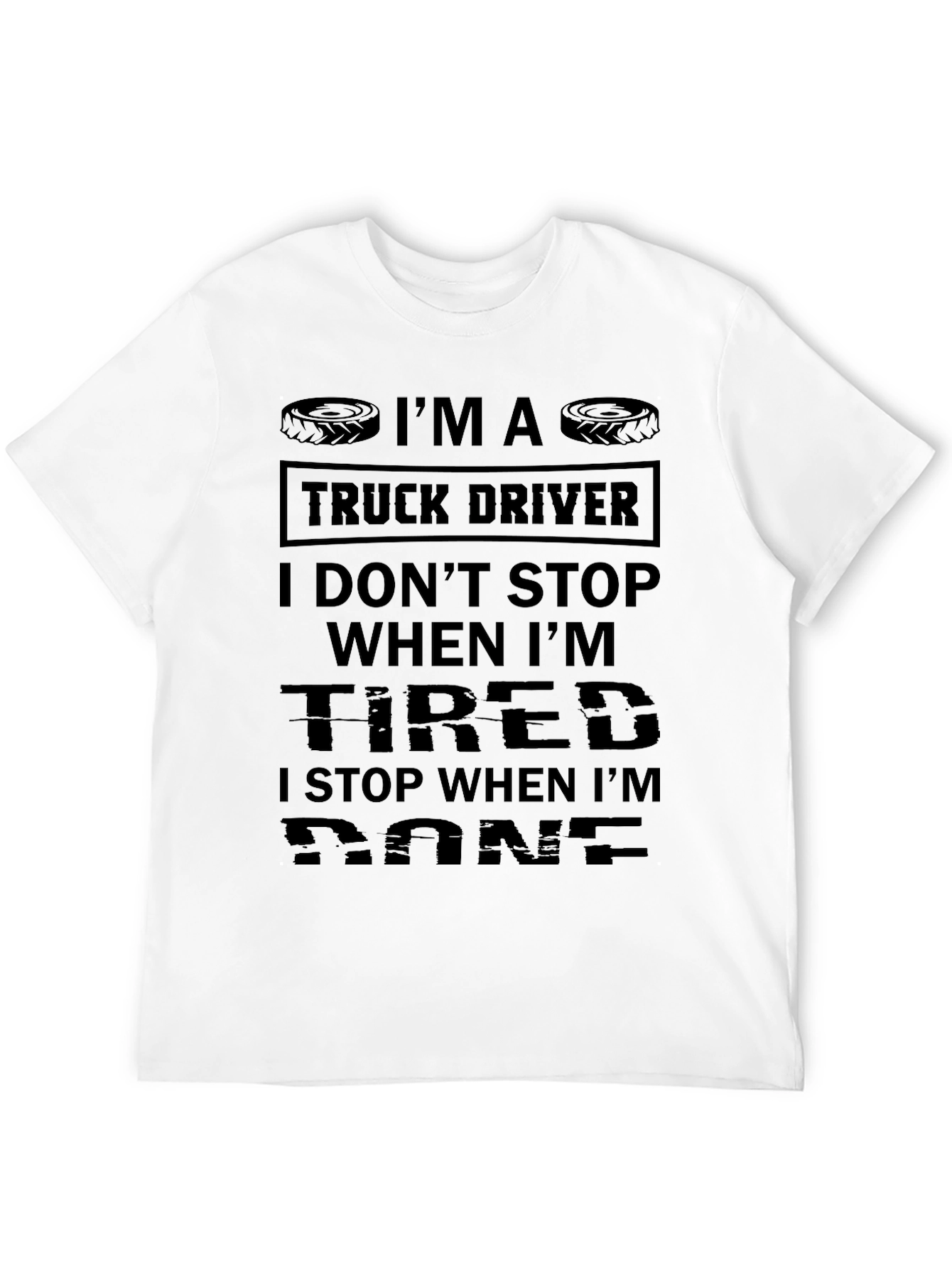 Black Truck Driver Tire Design Black T-Shirt view 12