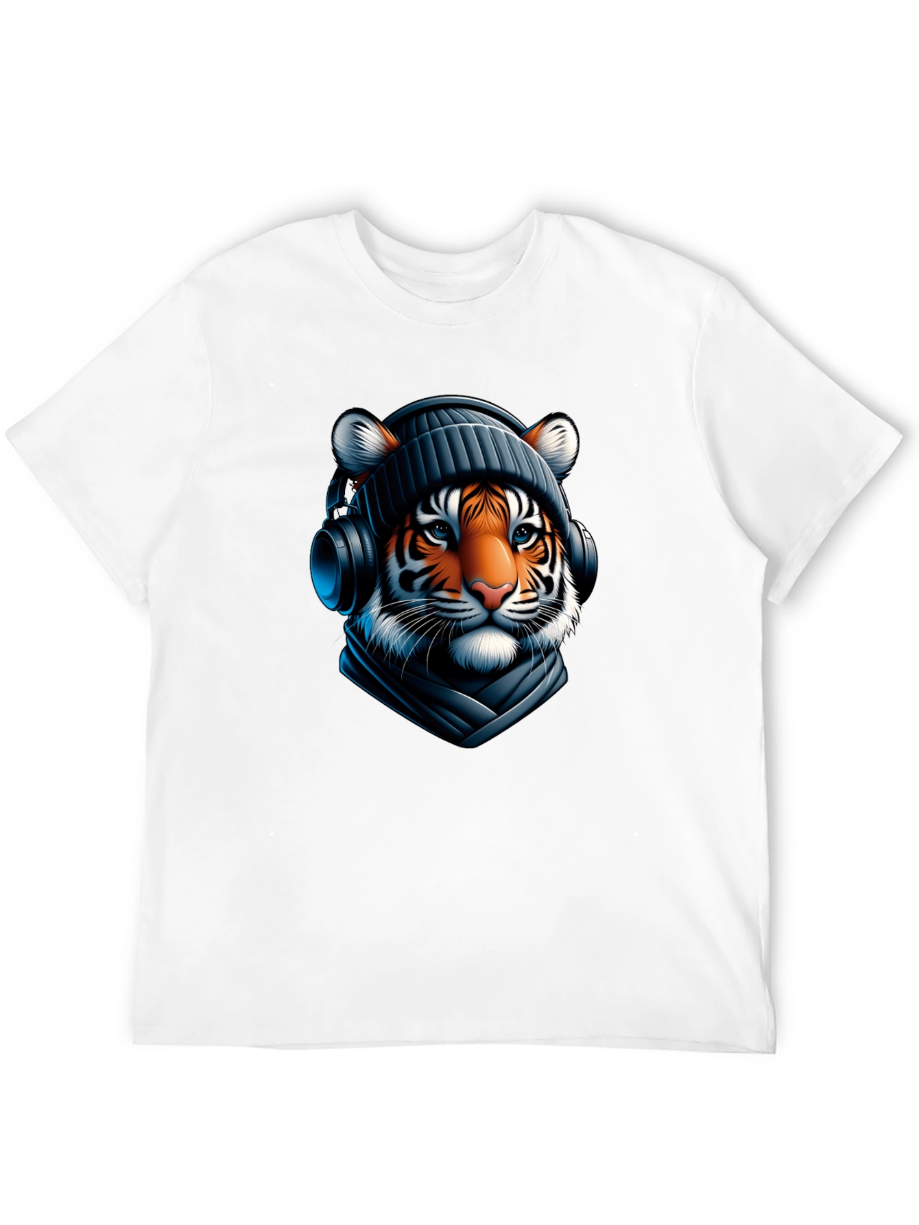 Black Tiger with Headphones Graphic Tee view 12
