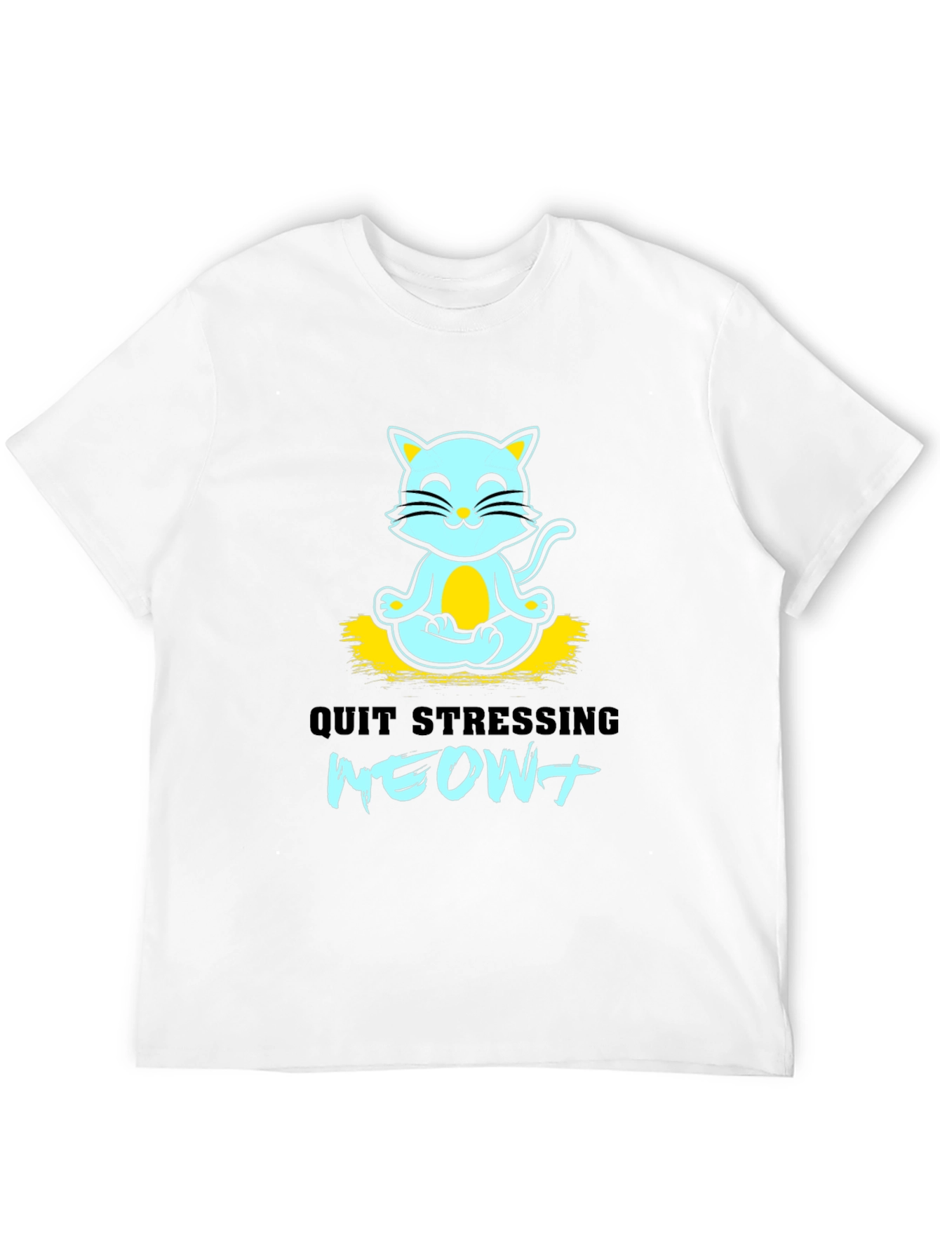 Black Meditating Cat Graphic Tee - Quit Stressing Meow! view 12