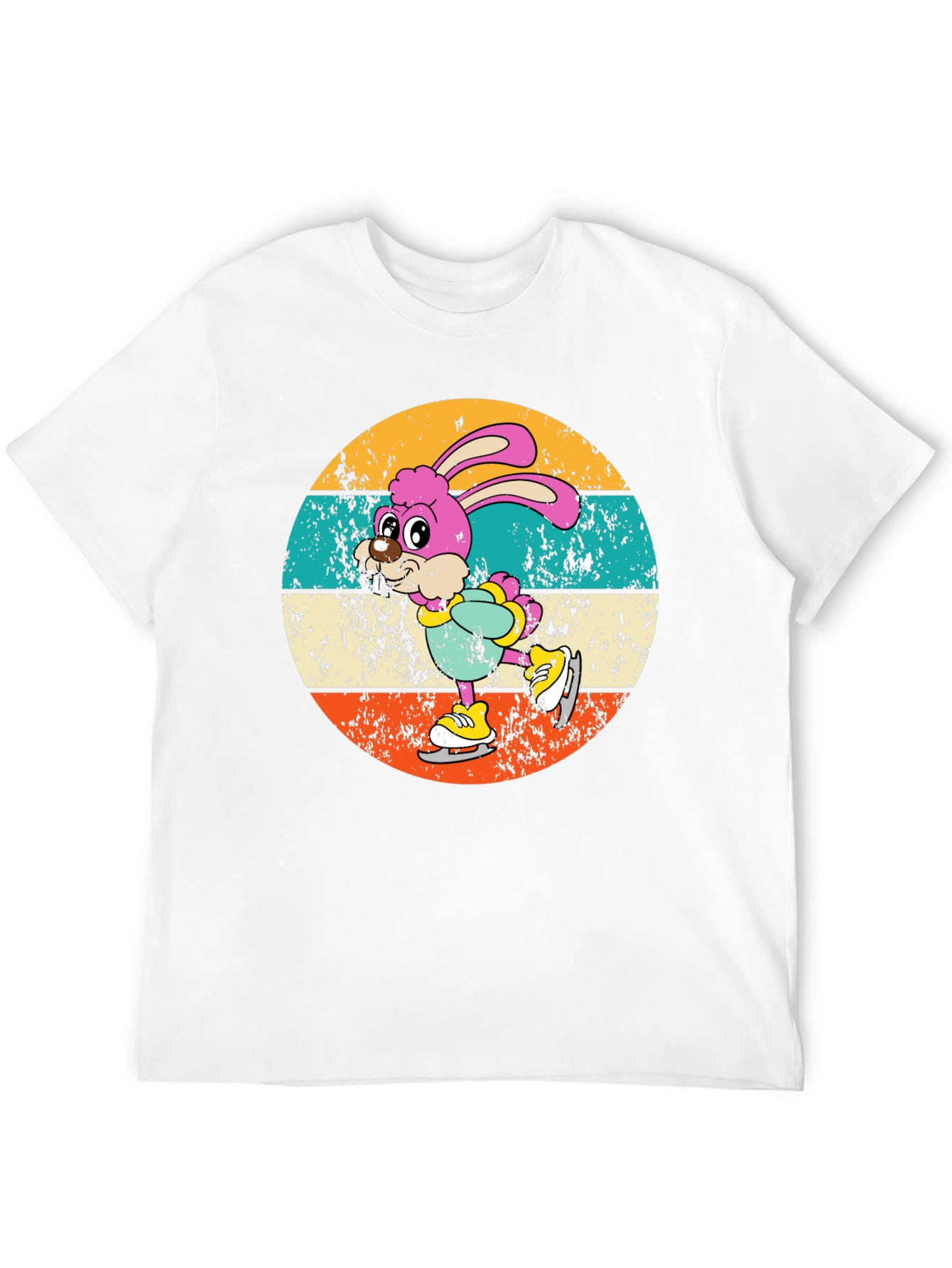 Black Retro Bunny Ice Skating T-Shirt view 12