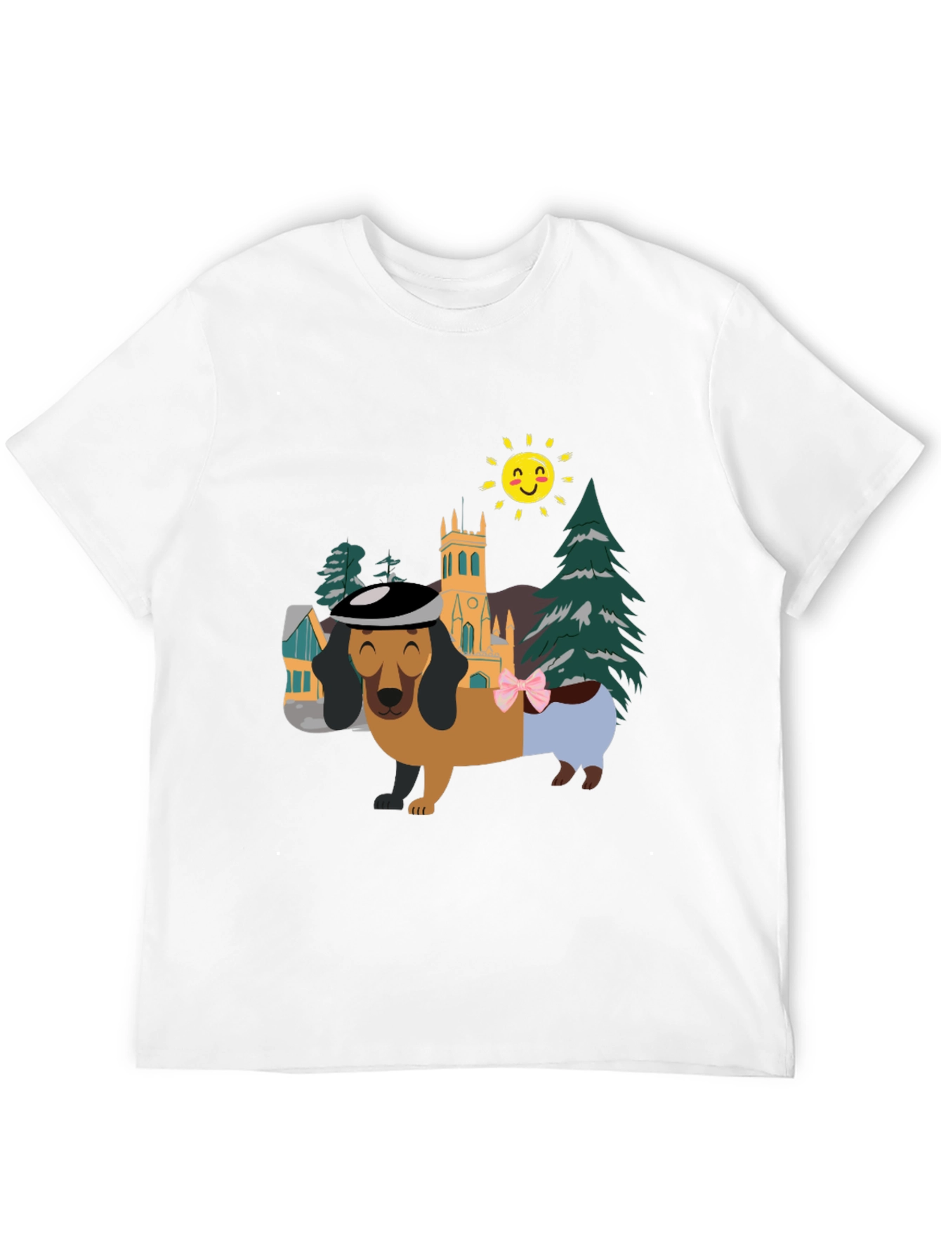 Black Dachshund Landscape Graphic Tee - Stylish & Fun! view 12