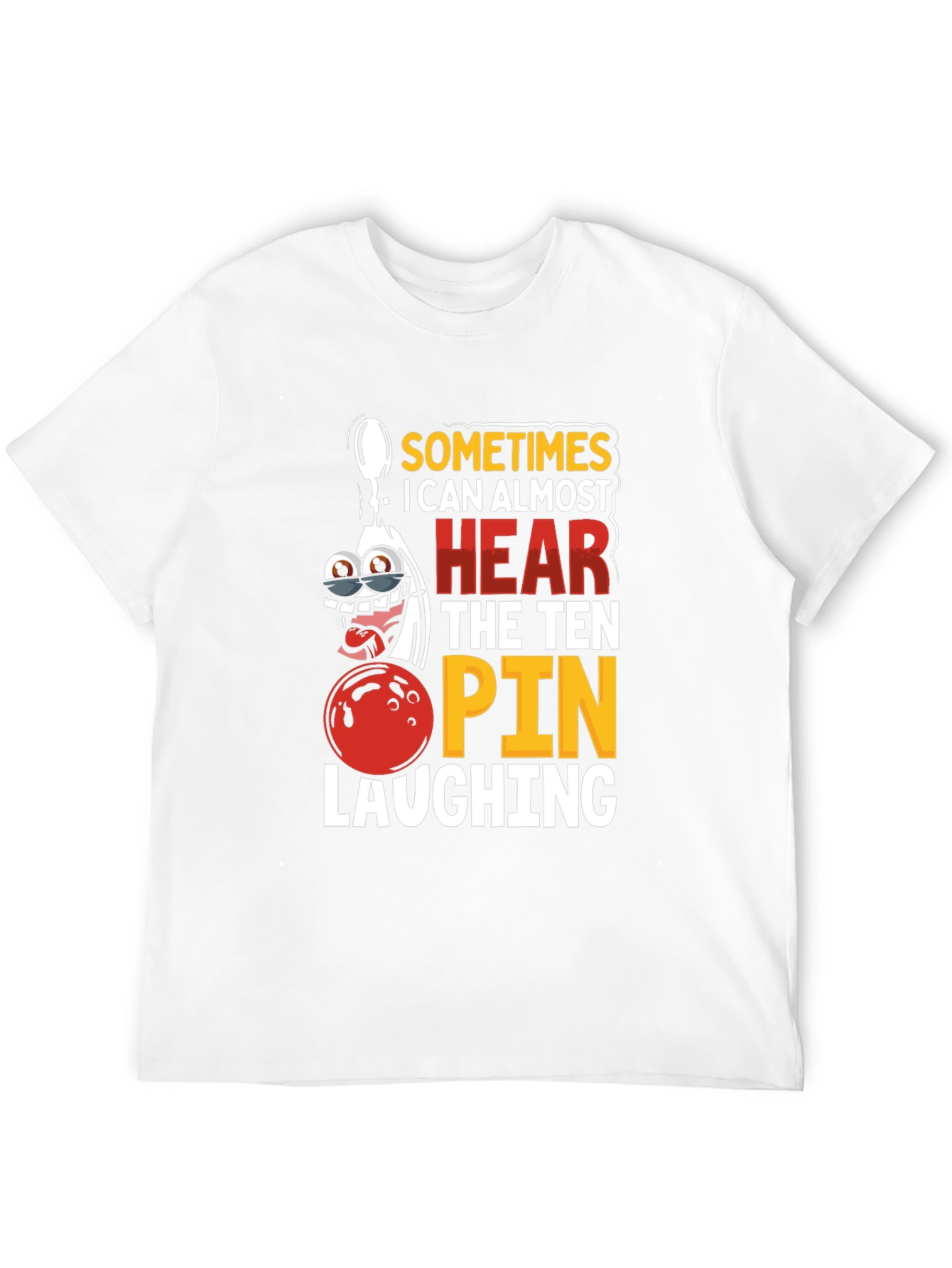 Black Funny Bowling T-Shirt: Ten Pin Laughing Graphic Tee view 12