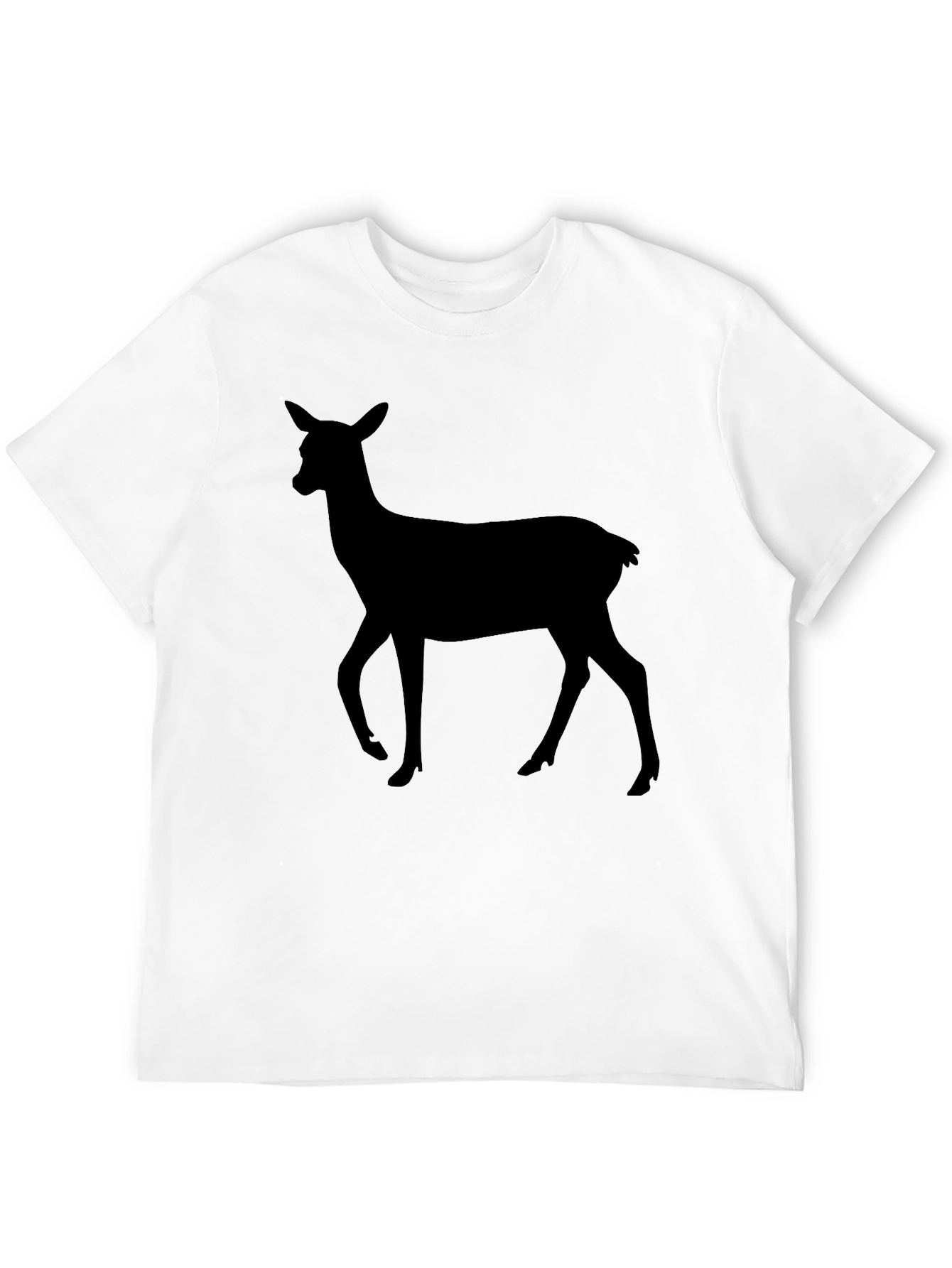 Black Deer Silhouette Black T-Shirt - Unisex Casual Tee view 12