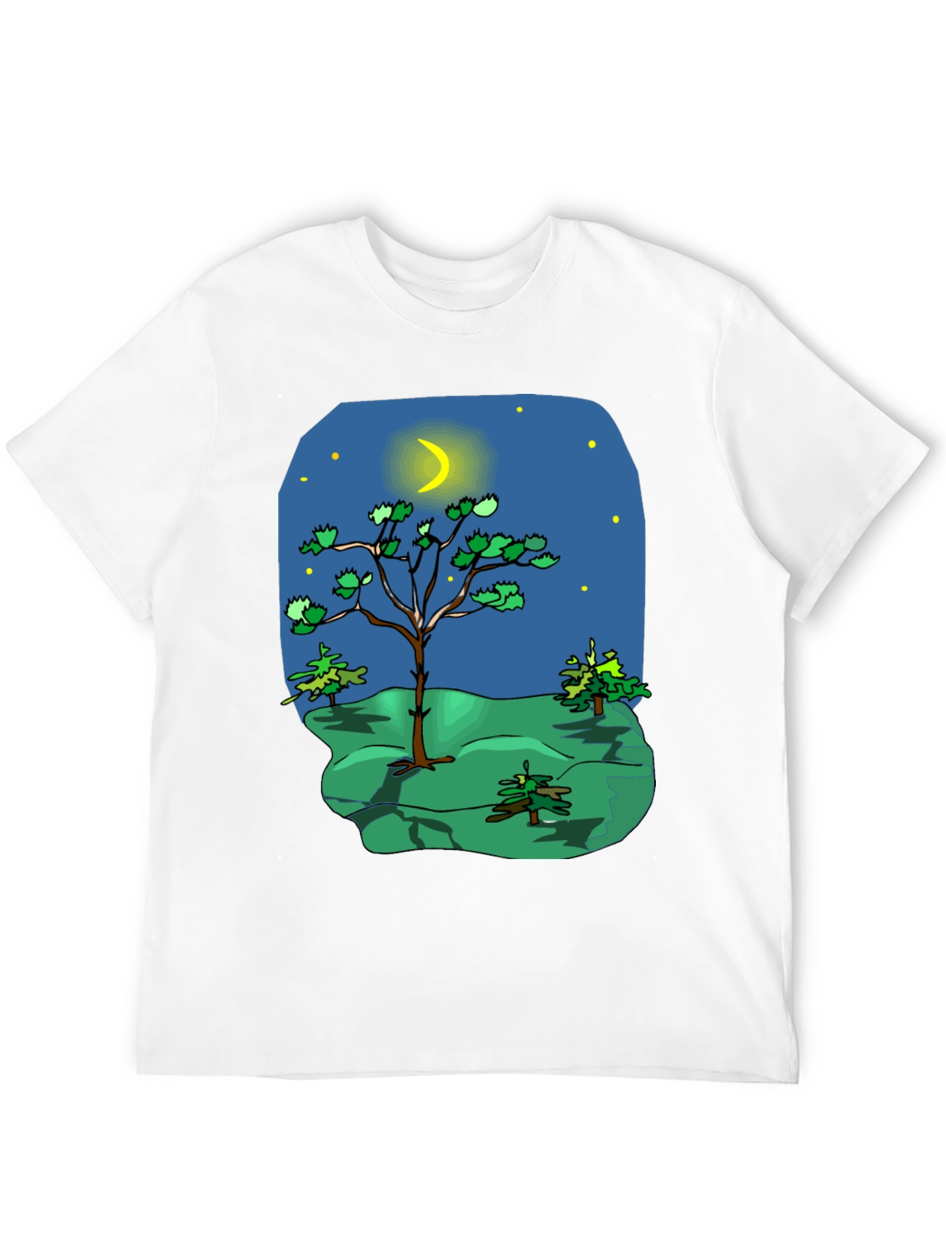 Black Cartoon Nature Scene Black T-Shirt view 12