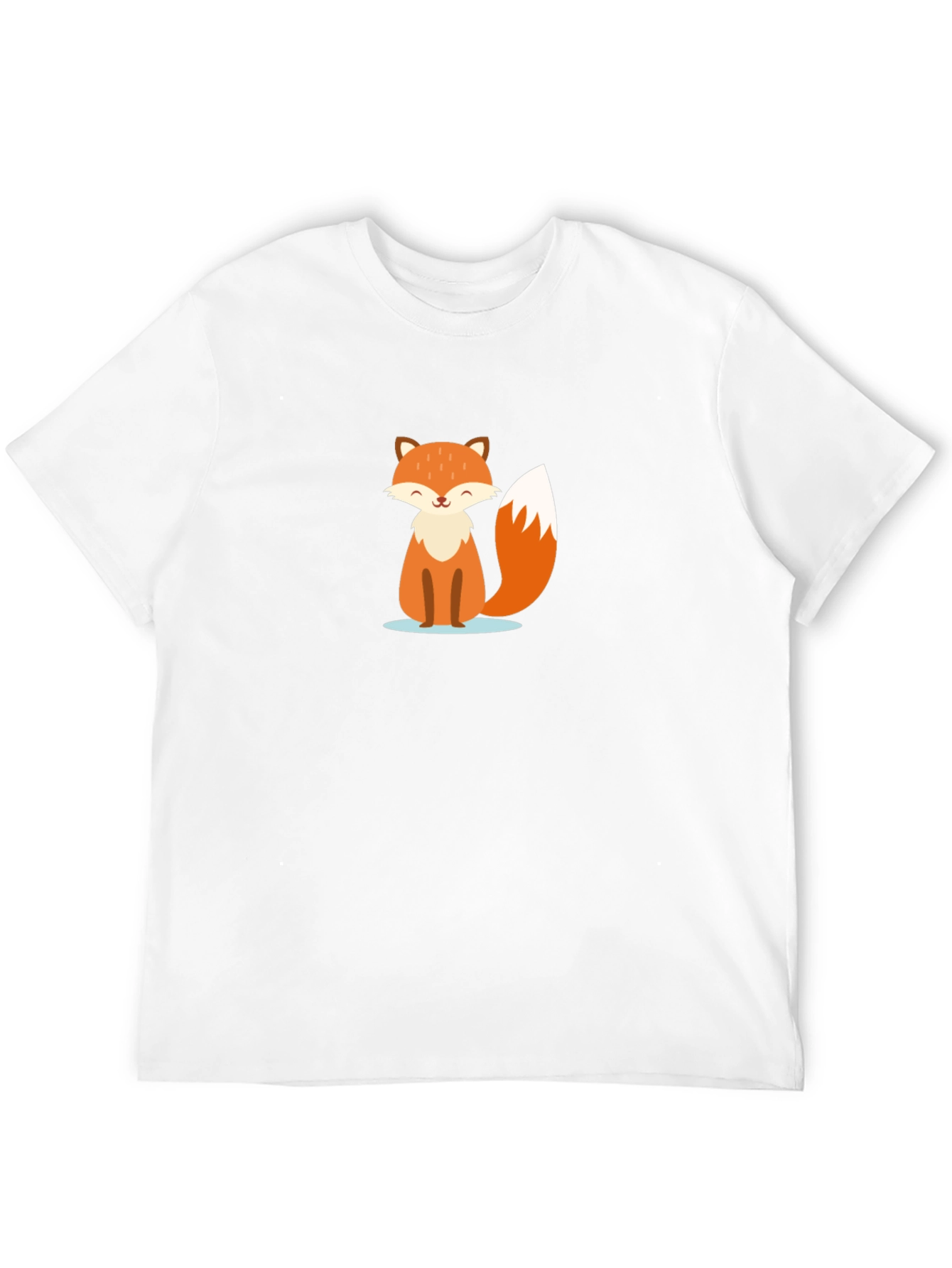 Black Cute Cartoon Fox Graphic T-Shirt - Black Cotton Tee view 12