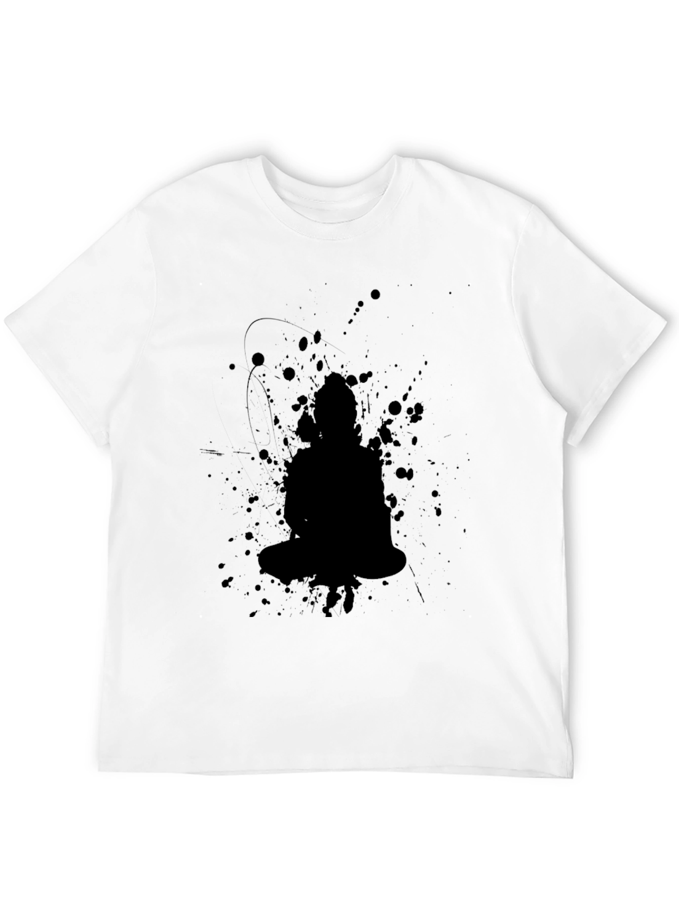 Black Black Buddha Splatter Print T-Shirt view 12