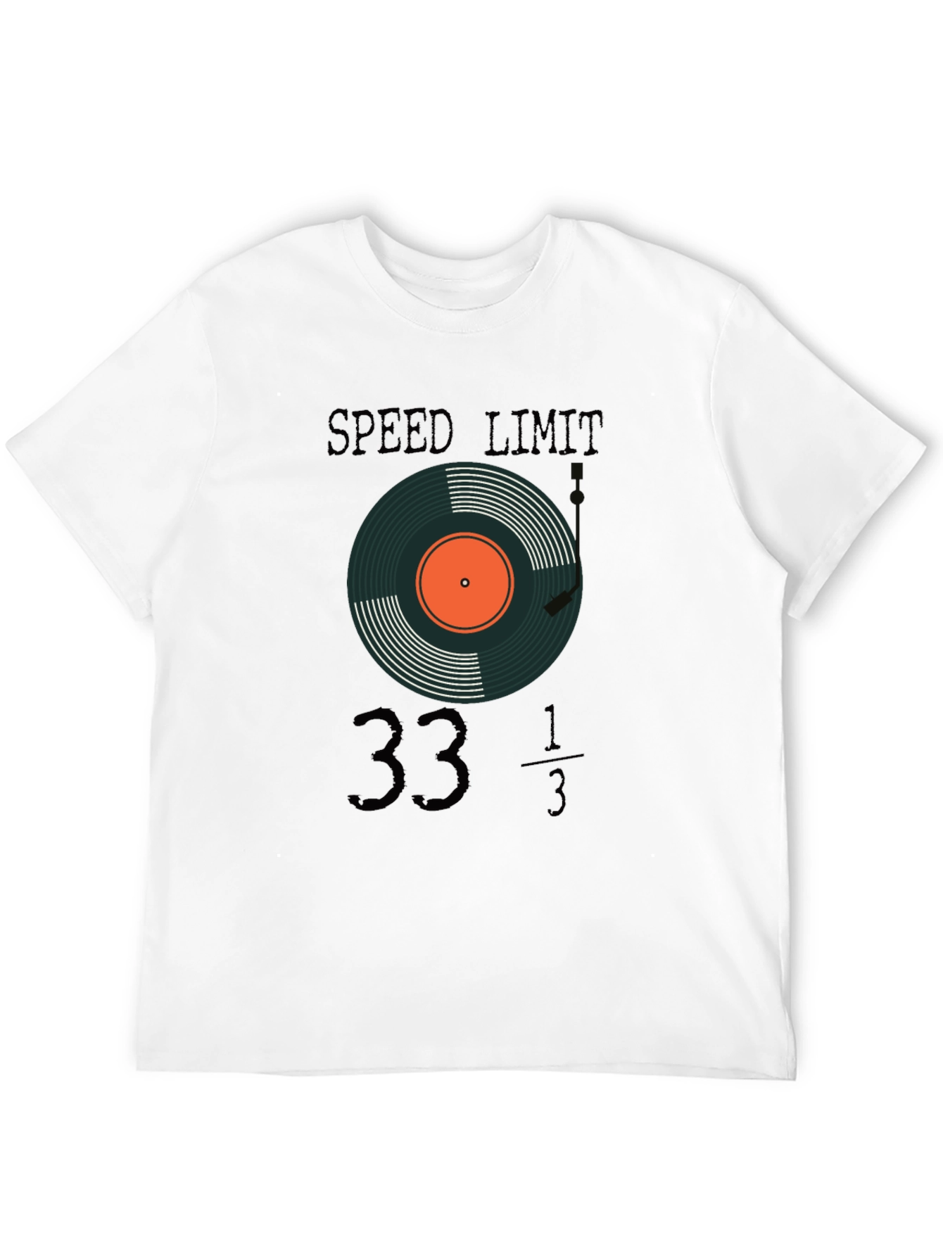 Black Speed Limit 33 1/3 RPM Record Player T-Shirt view 12