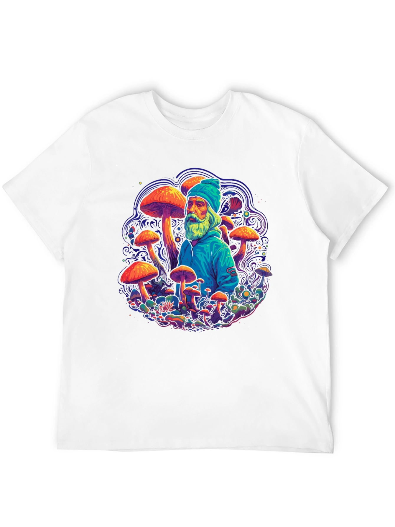 Black Wizard Mushroom Graphic Tee - Psychedelic Design view 12