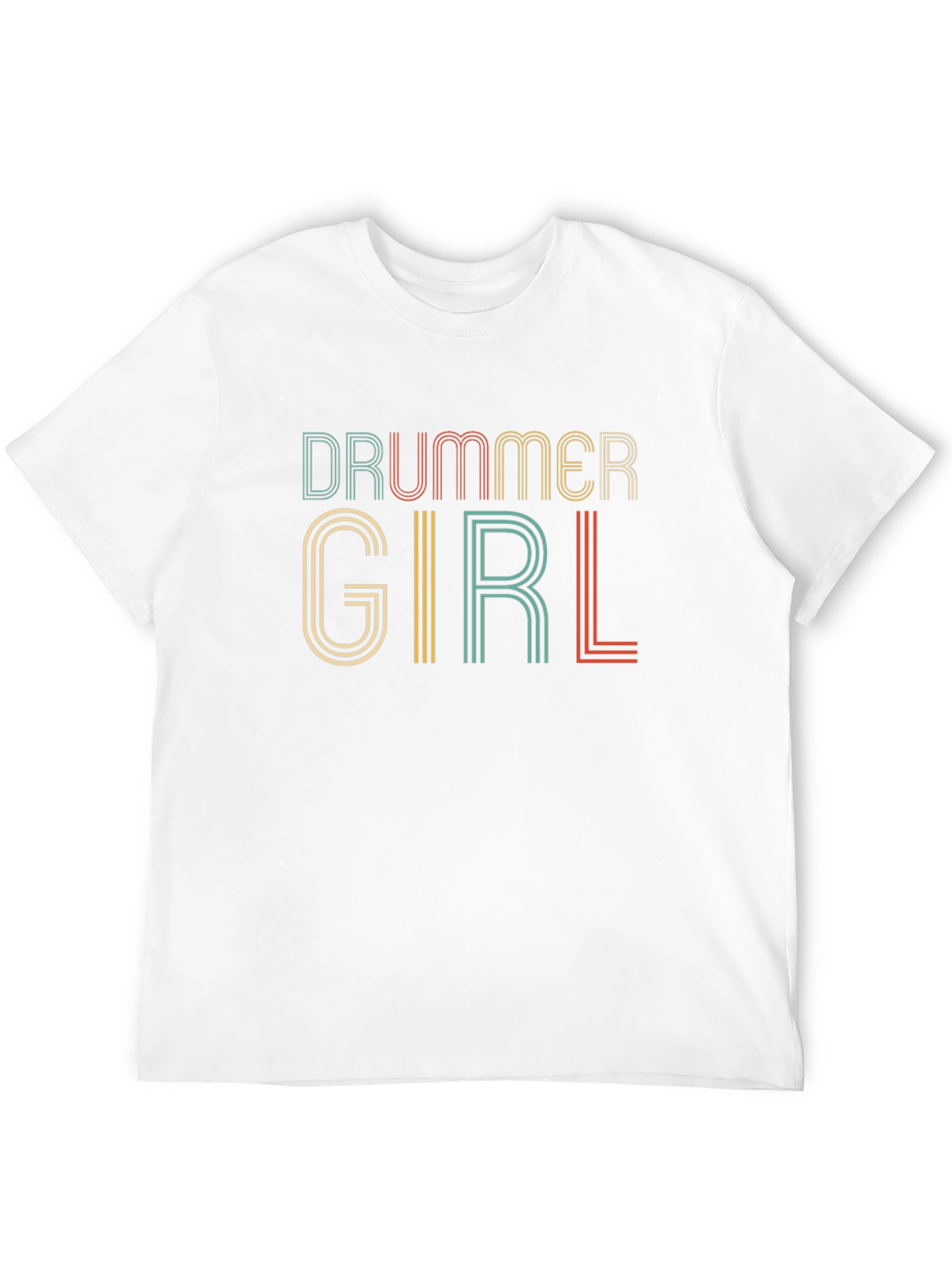 Black Drummer Girl Retro Style Black T-Shirt view 12