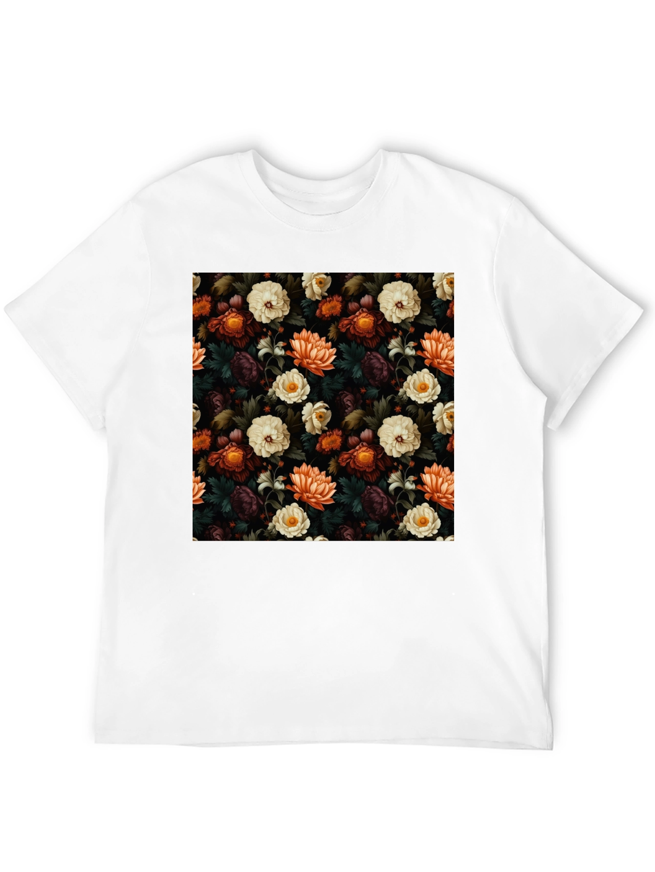 Black Floral Pattern T-Shirt view 12