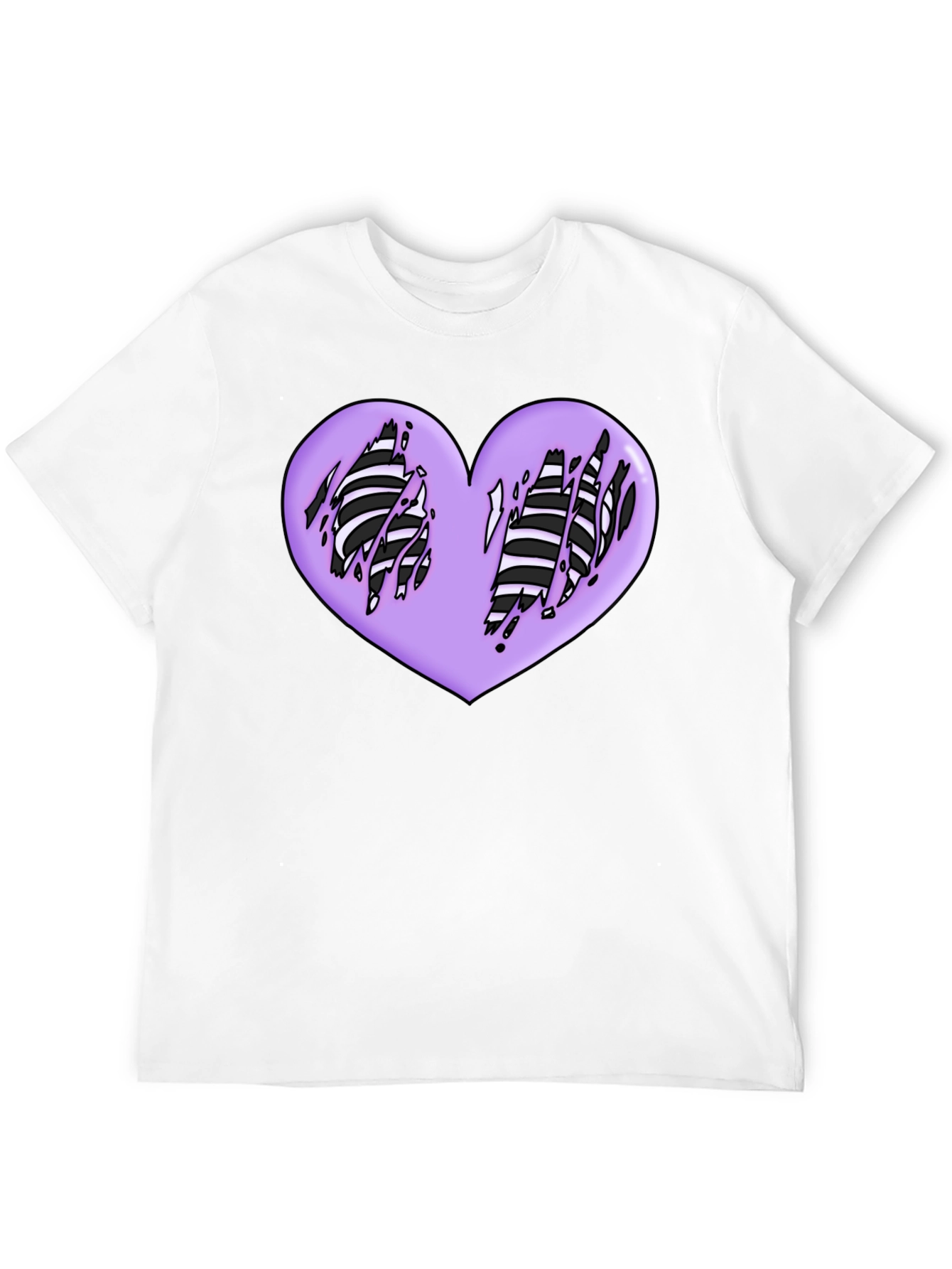 Black Ripped Heart Graphic Black T-Shirt view 12