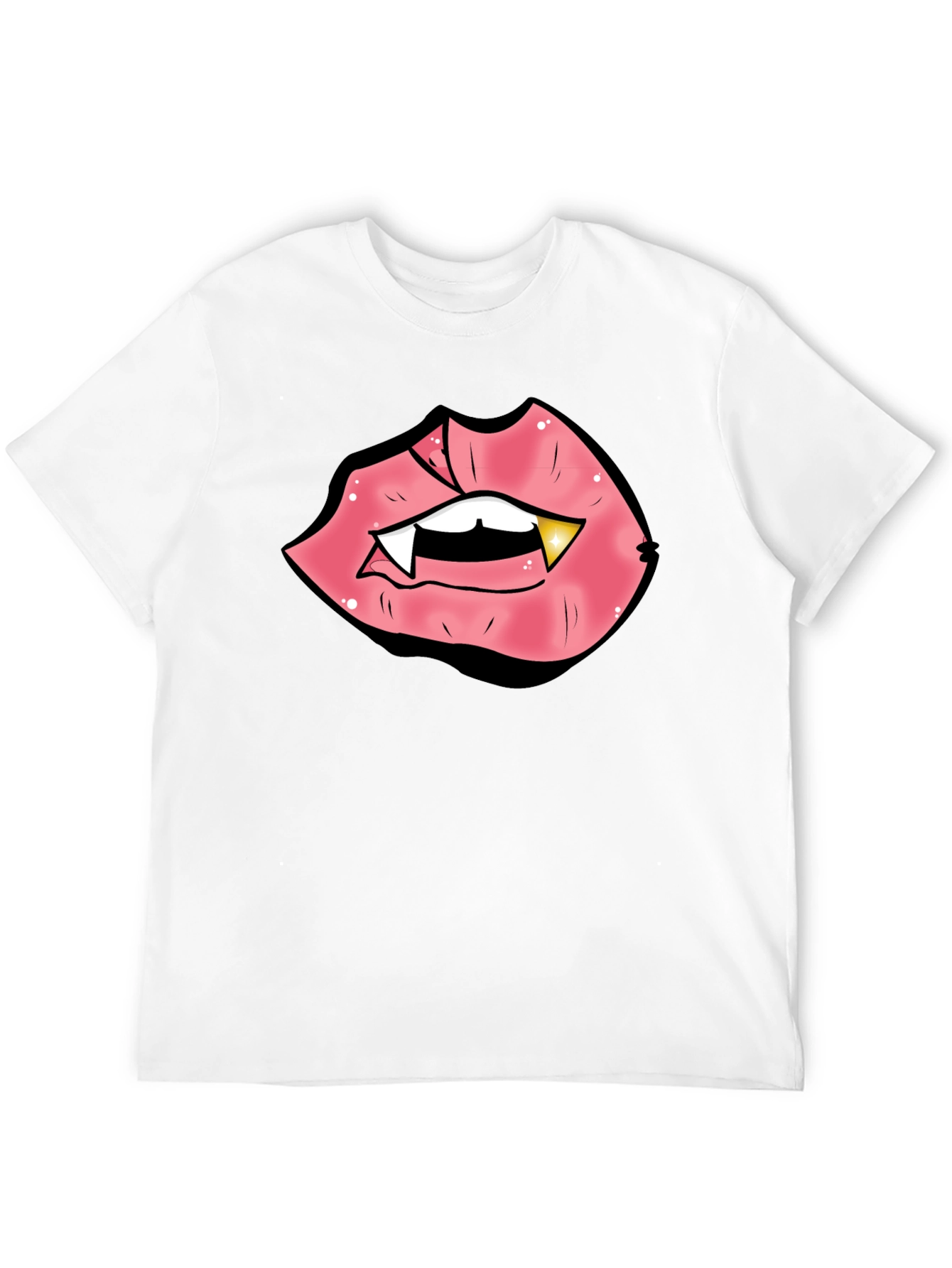 Black Vampire Lips Graphic Tee - Black Cotton Blend view 12
