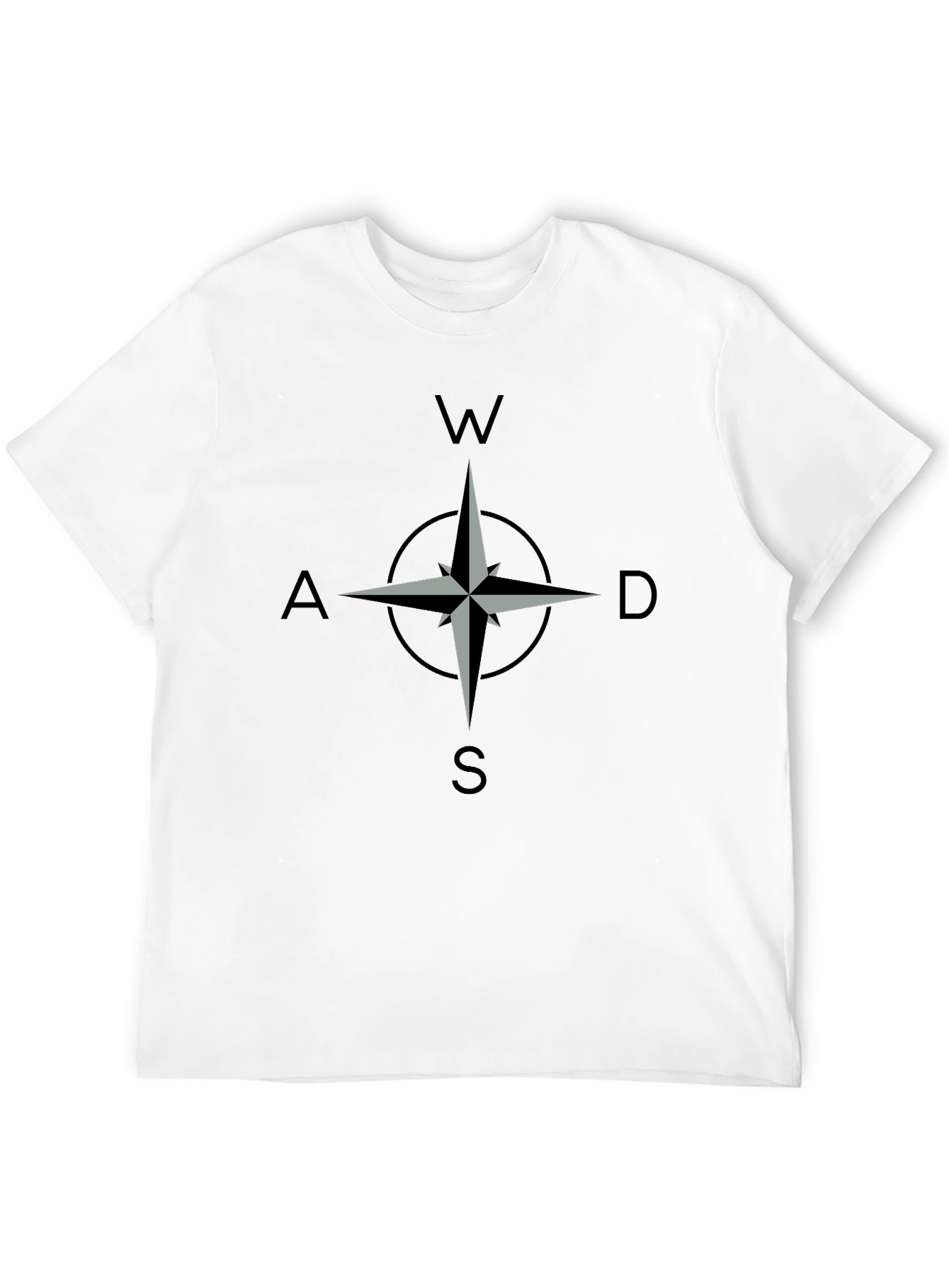 Black Compass Rose Graphic T-Shirt - Black, Casual Style view 12