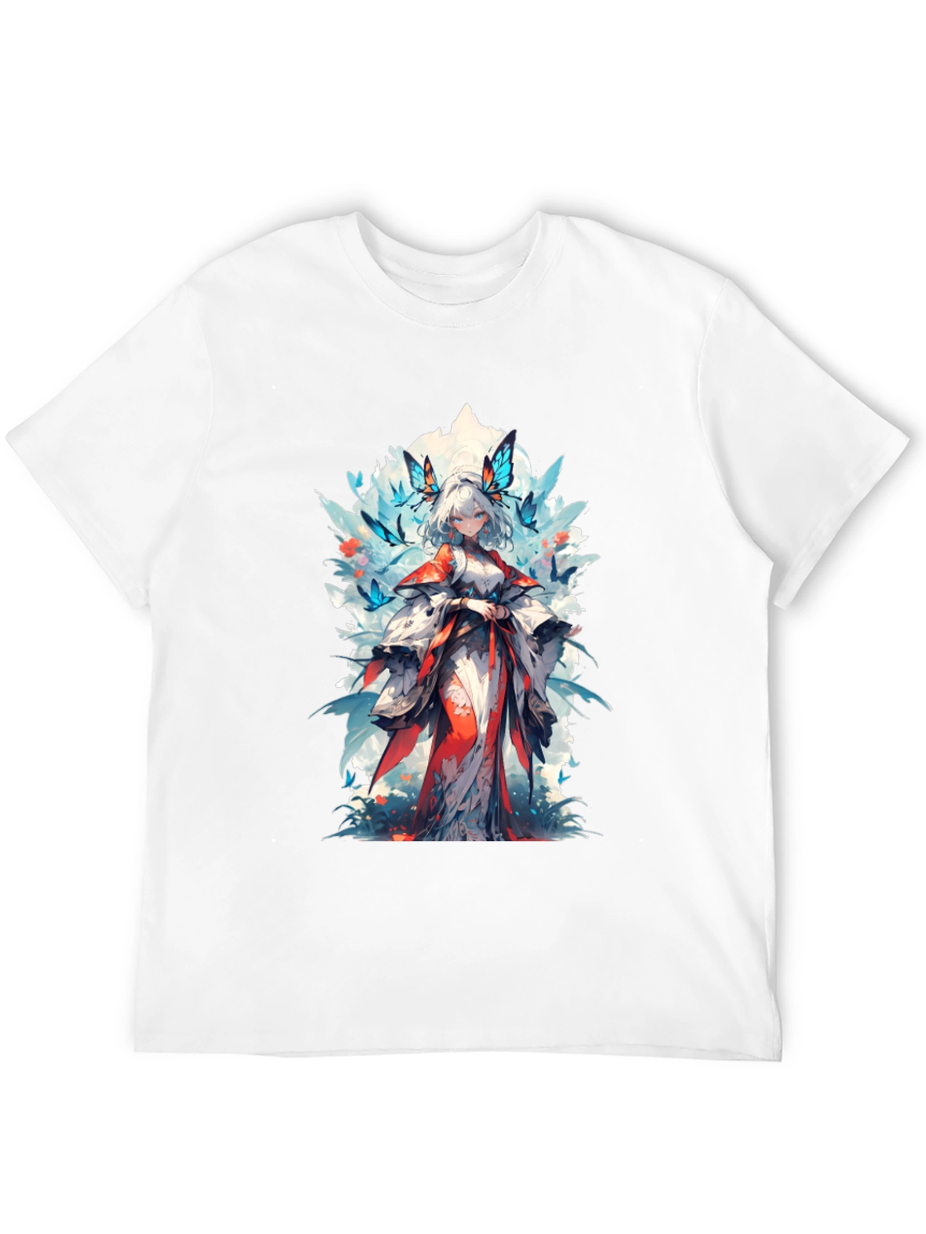 Black Anime Girl Butterfly T-Shirt - Black view 12