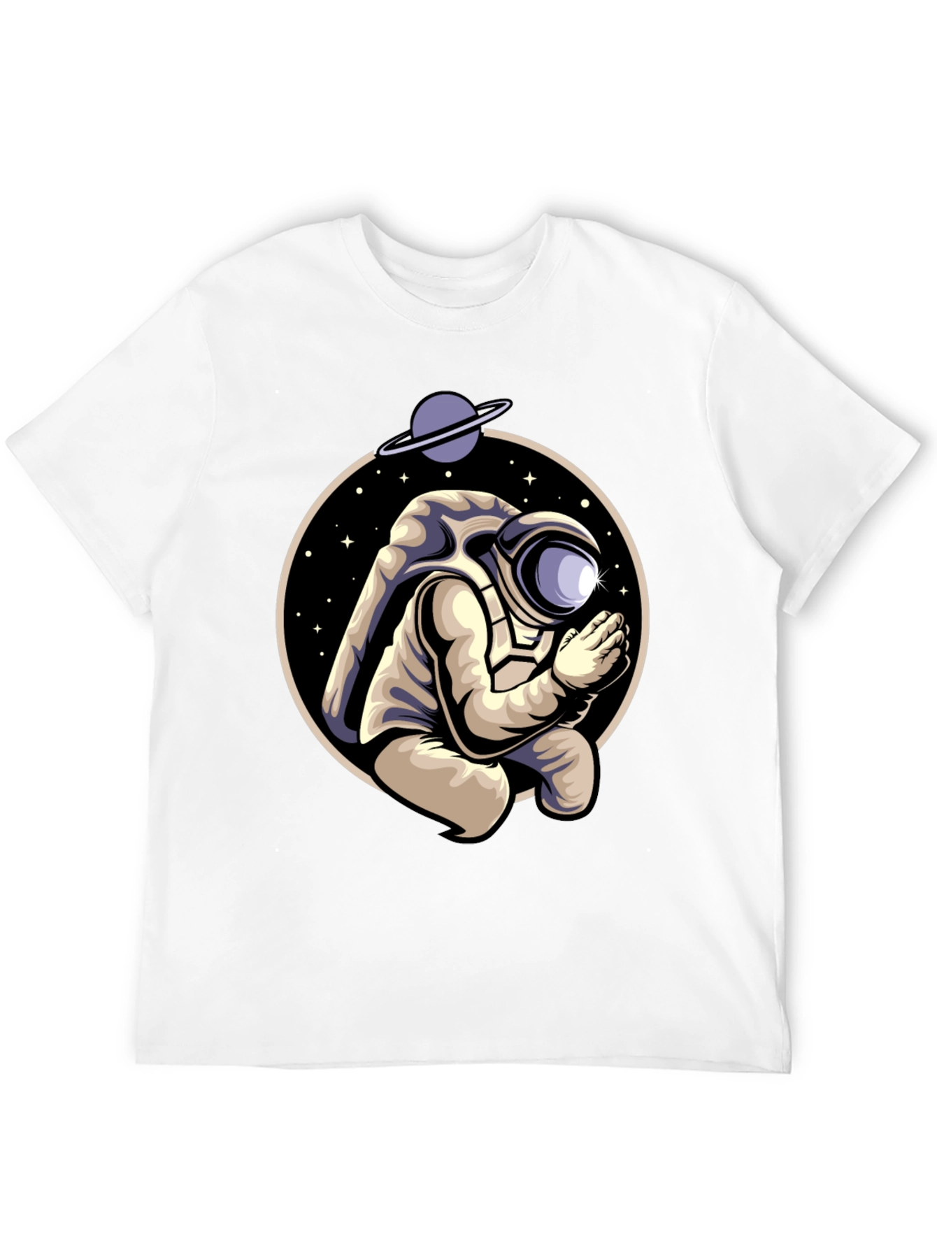 Black Praying Astronaut Graphic Tee - Unique Space Design view 12