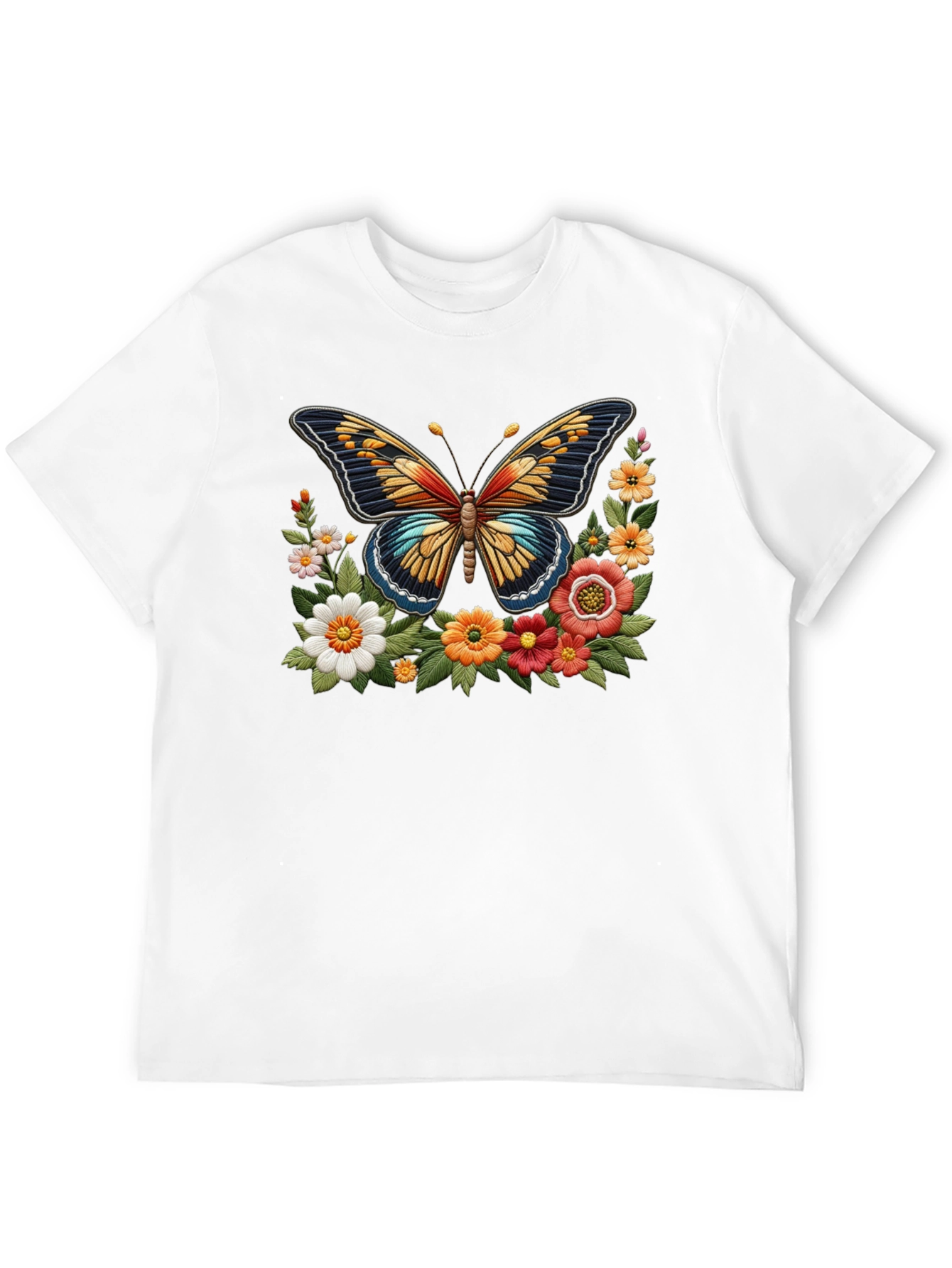 Black Butterfly Floral Graphic Print Black T-Shirt view 12