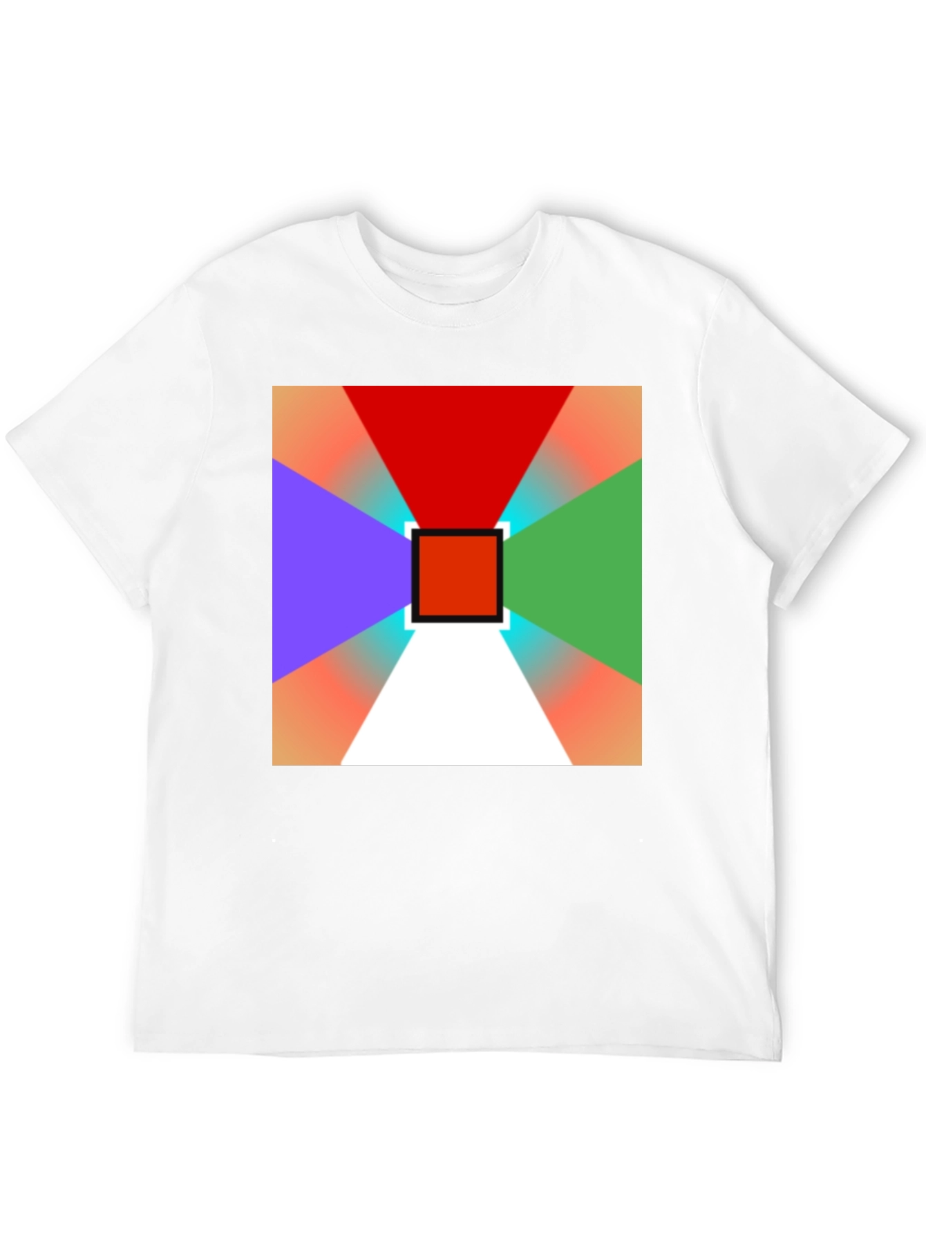 Black Geometric Prism T-Shirt: Vivid Colors, Modern Design view 12